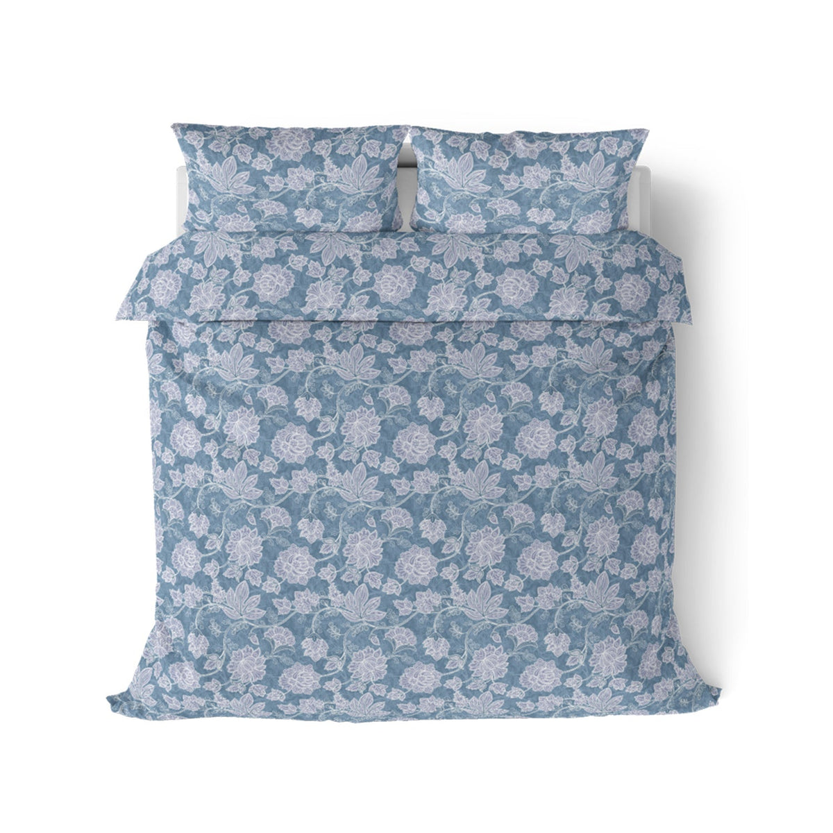 The Comfort Collection | Printed King Bedsheet Set | 144 TC Cotton | Evening Blue