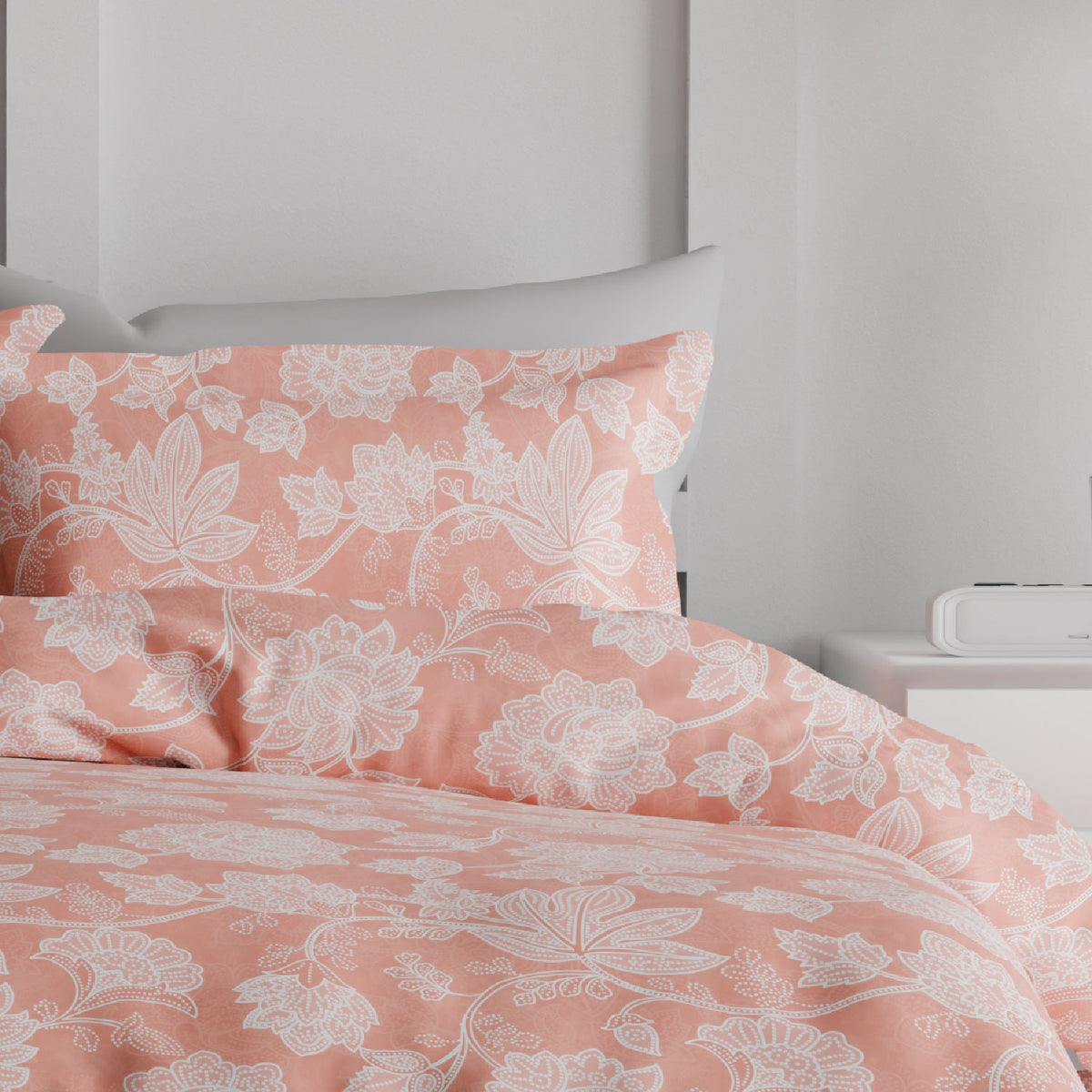The Comfort Collection | Printed King Bedsheet Set | 144 TC Cotton | Rose