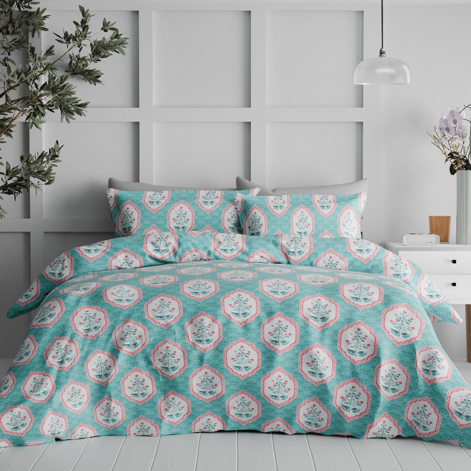 Comfort Collection, Classic | Printed King Bedsheet Set | 144 TC Cotton - Gold by Himeya