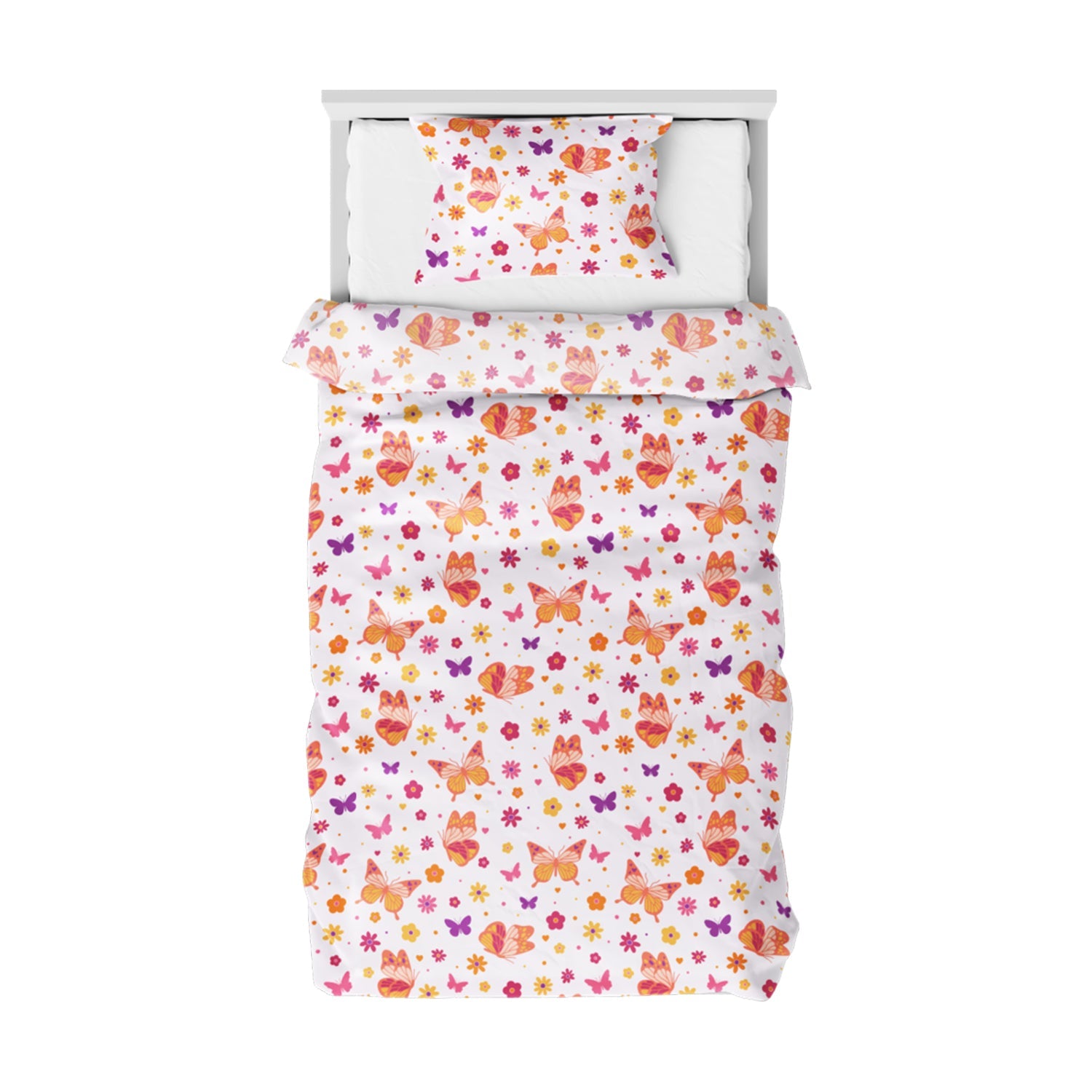 The Play Collection | Printed Double Bedsheet Set | 180 TC Cotton | Butterfly Sky