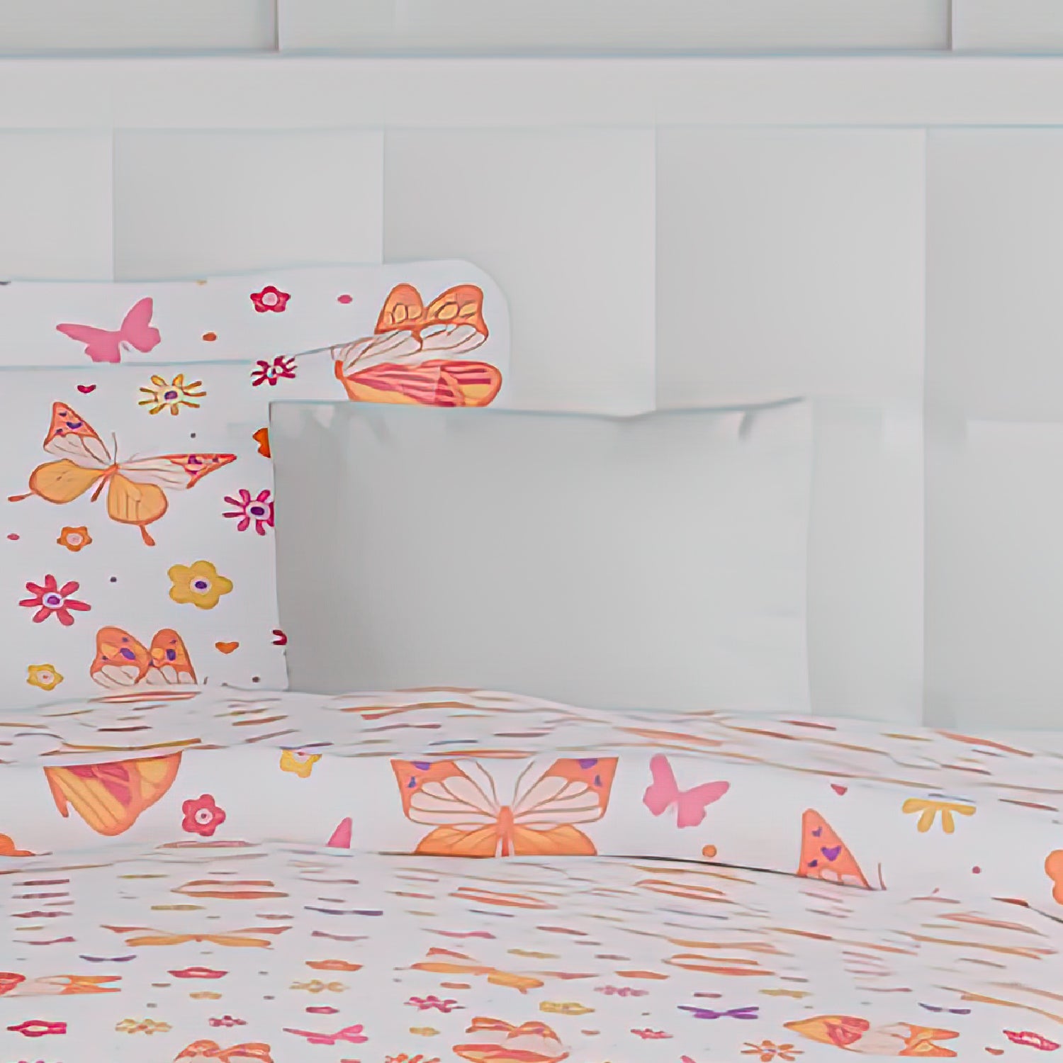 The Play Collection | Printed Double Bedsheet Set | 180 TC Cotton | Butterfly Sky