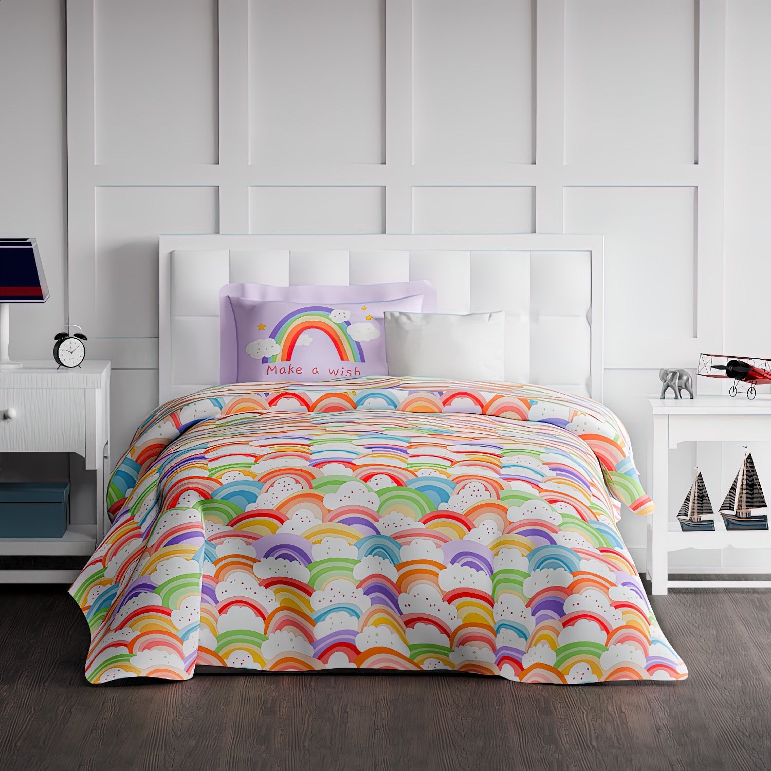The Play Collection | Printed Double Bedsheet Set | 180 TC Cotton | Candy Clouds