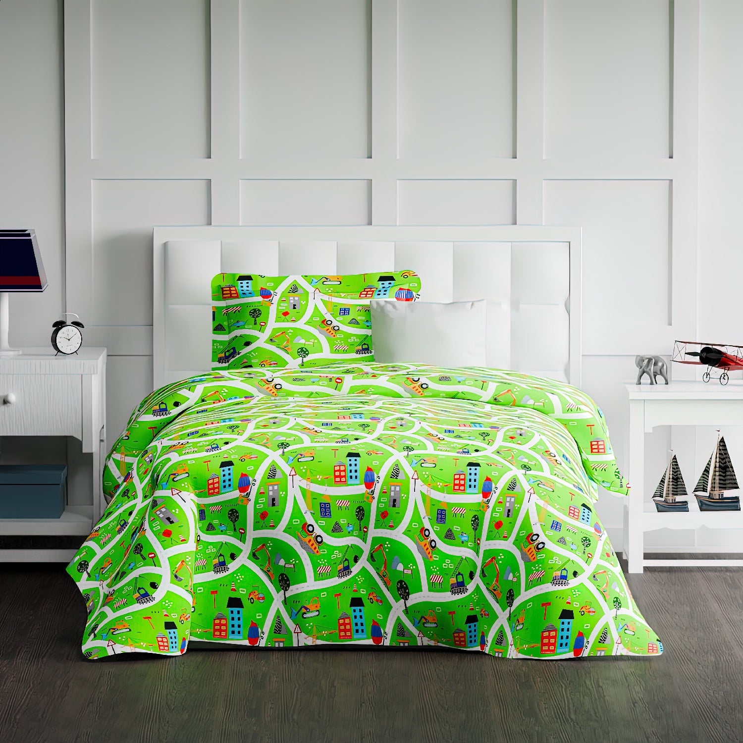 The Play Collection | Printed Double Bedsheet Set | 180 TC Cotton | City Life