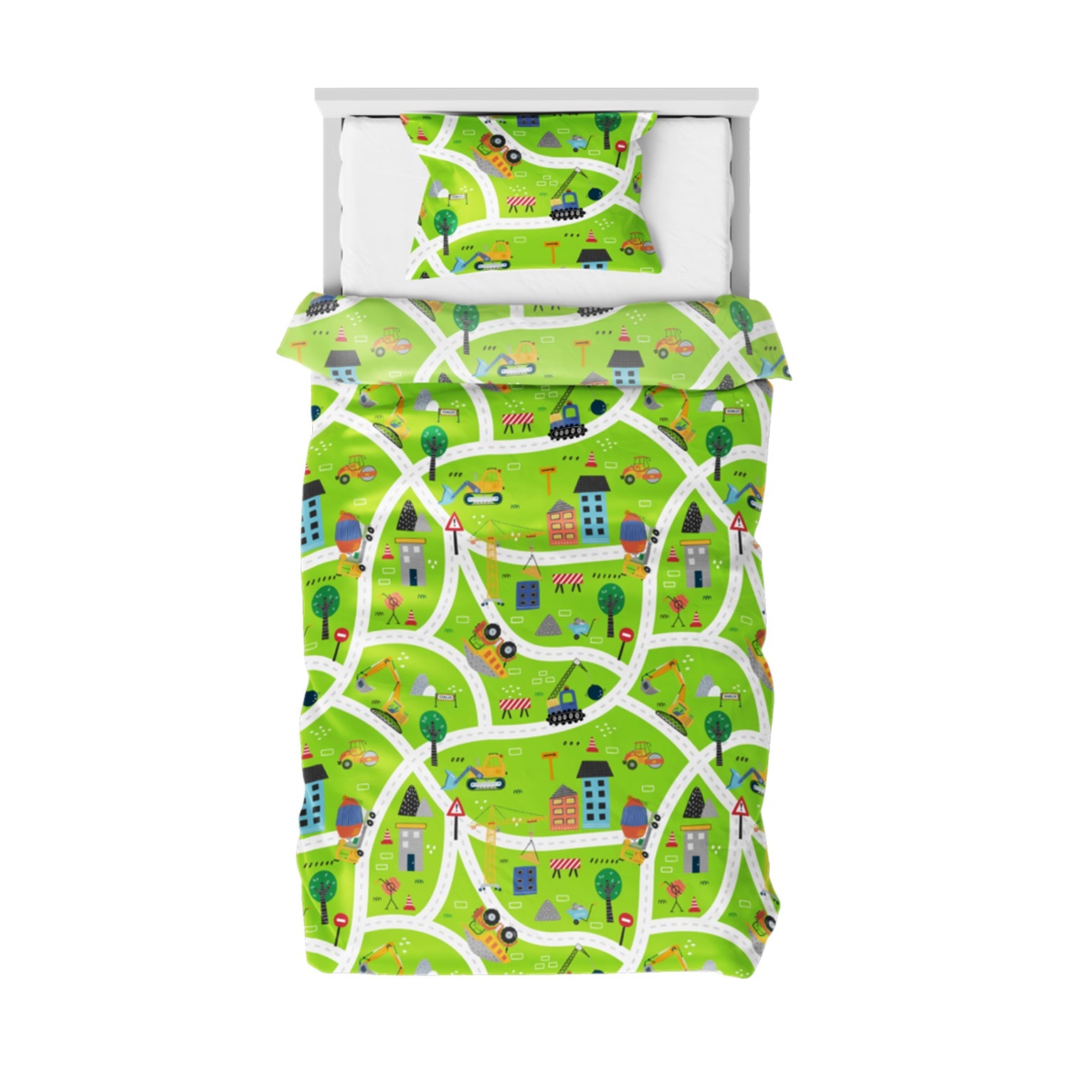 The Play Collection | Printed Double Bedsheet Set | 180 TC Cotton | City Life