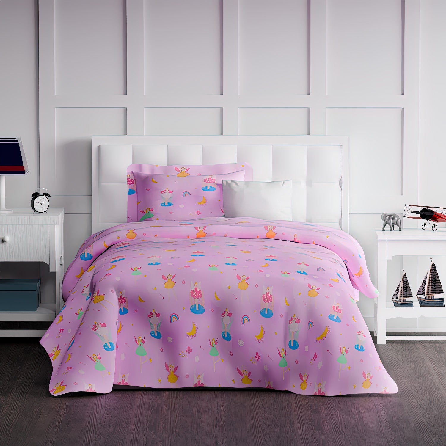 The Play Collection | Printed Double Bedsheet Set | 180 TC Cotton | Fairy Land