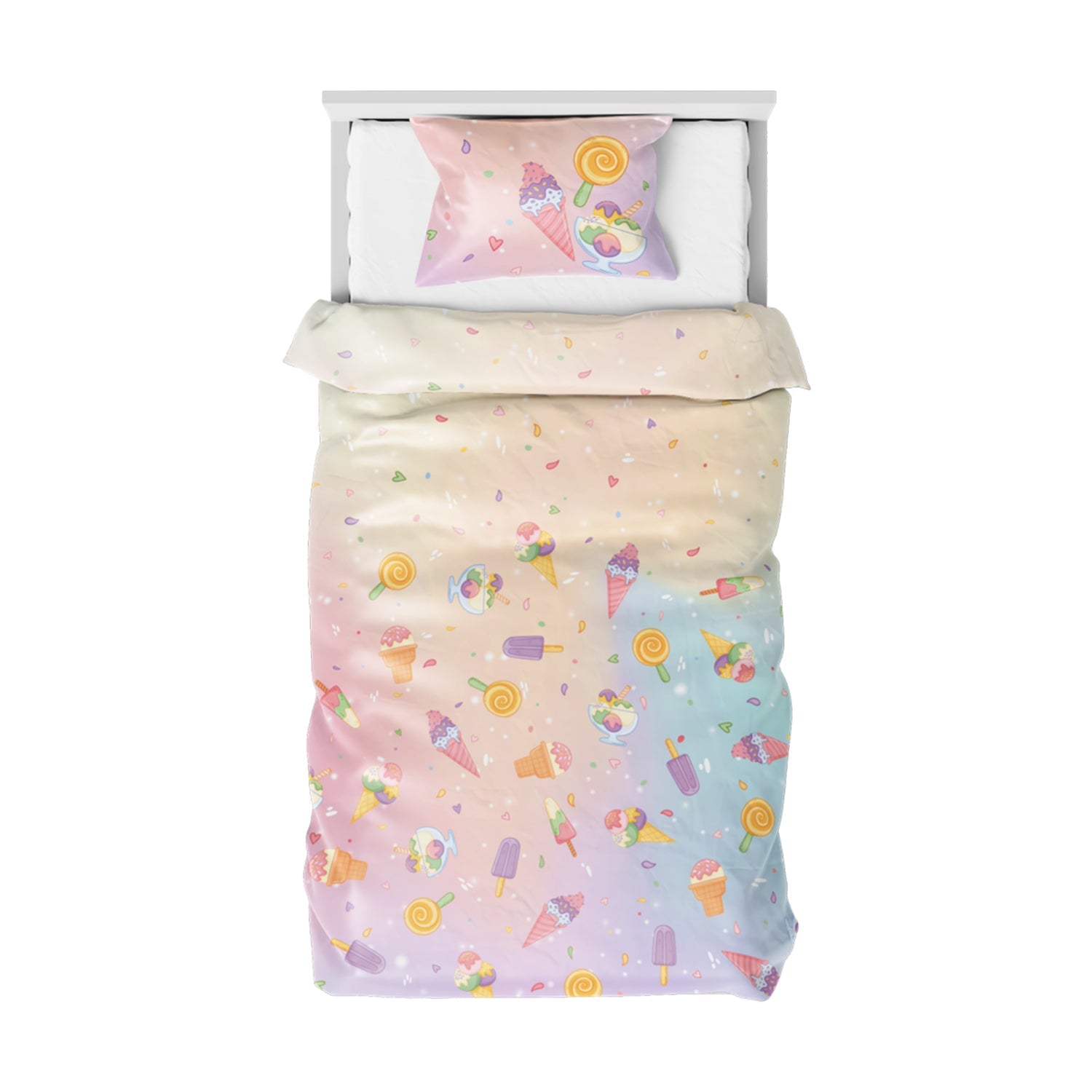 The Play Collection | Printed Double Bedsheet Set | 180 TC Cotton | Icecream Sundae