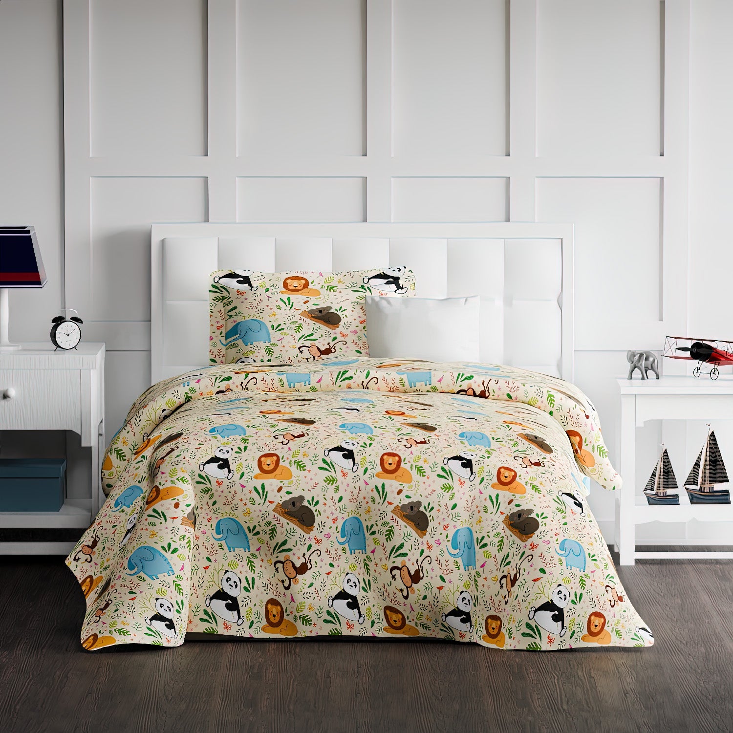 The Play Collection | Printed Double Bedsheet Set | 180 TC Cotton | Jungle Days