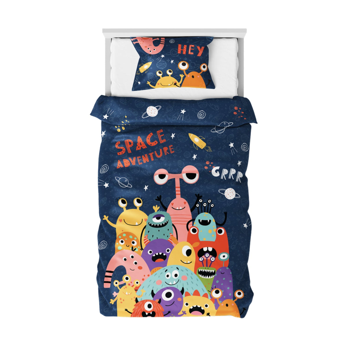 The Play Collection | Printed Double Bedsheet Set | 180 TC Cotton | Monster Mash