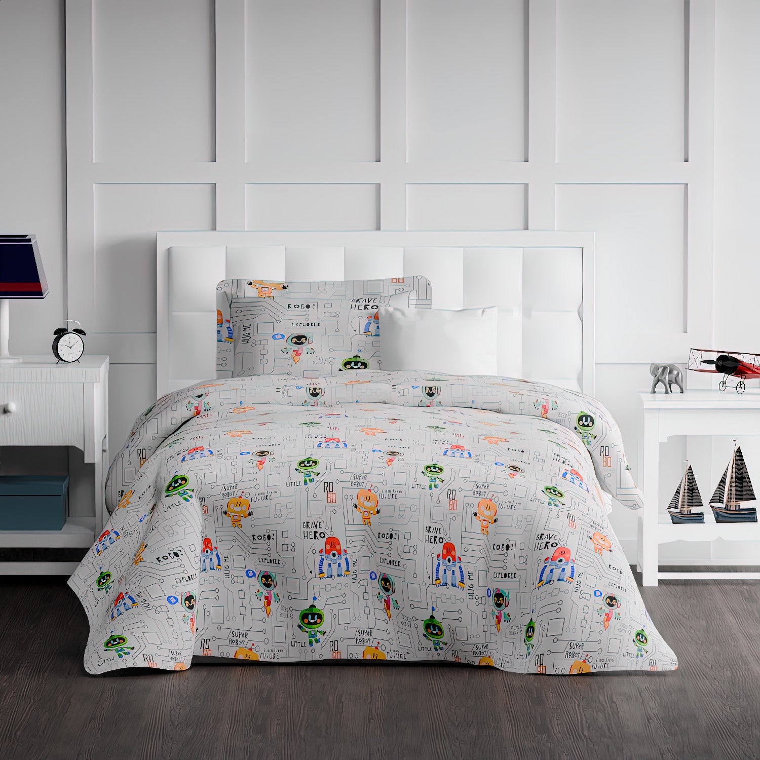 The Play Collection | Printed Double Bedsheet Set | 180 TC Cotton | Robo