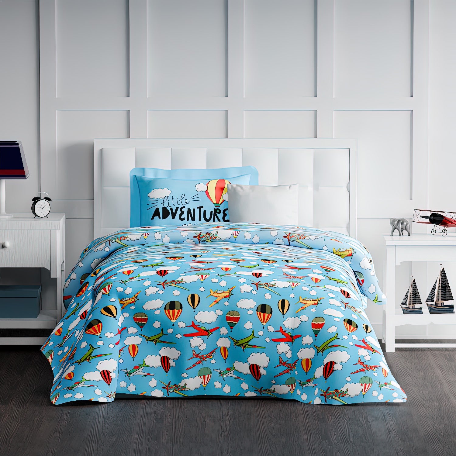 The Play Collection | Printed Double Bedsheet Set | 180 TC Cotton | Sky Above
