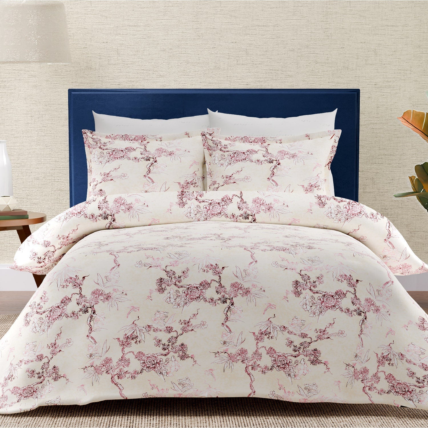 The Royale Collection | King Bedsheet Set | 300 TC Cotton | Crimson Red