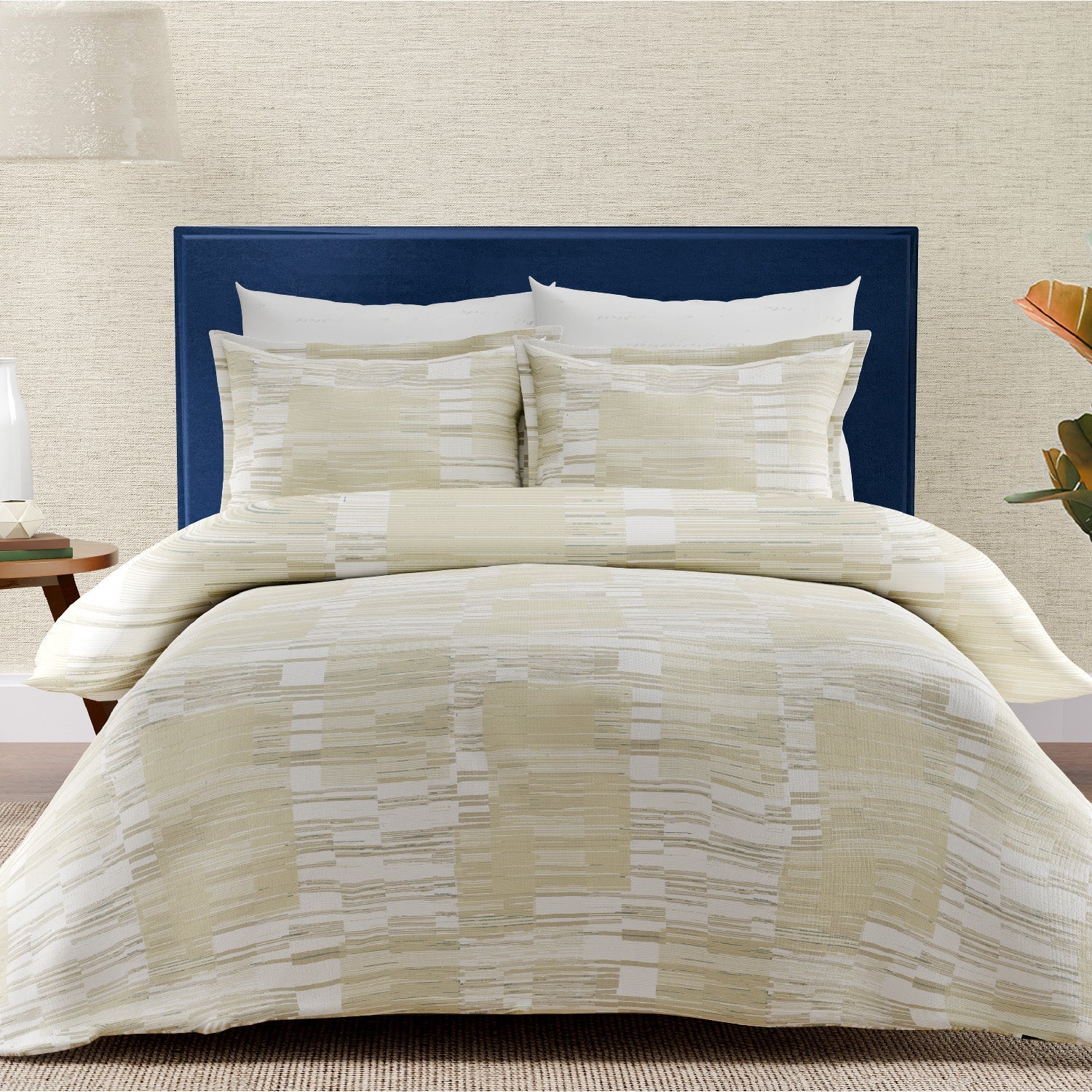 Himeya 100% Cotton Modern Canvas 300 TC King Size Sheet Set - Green Olive