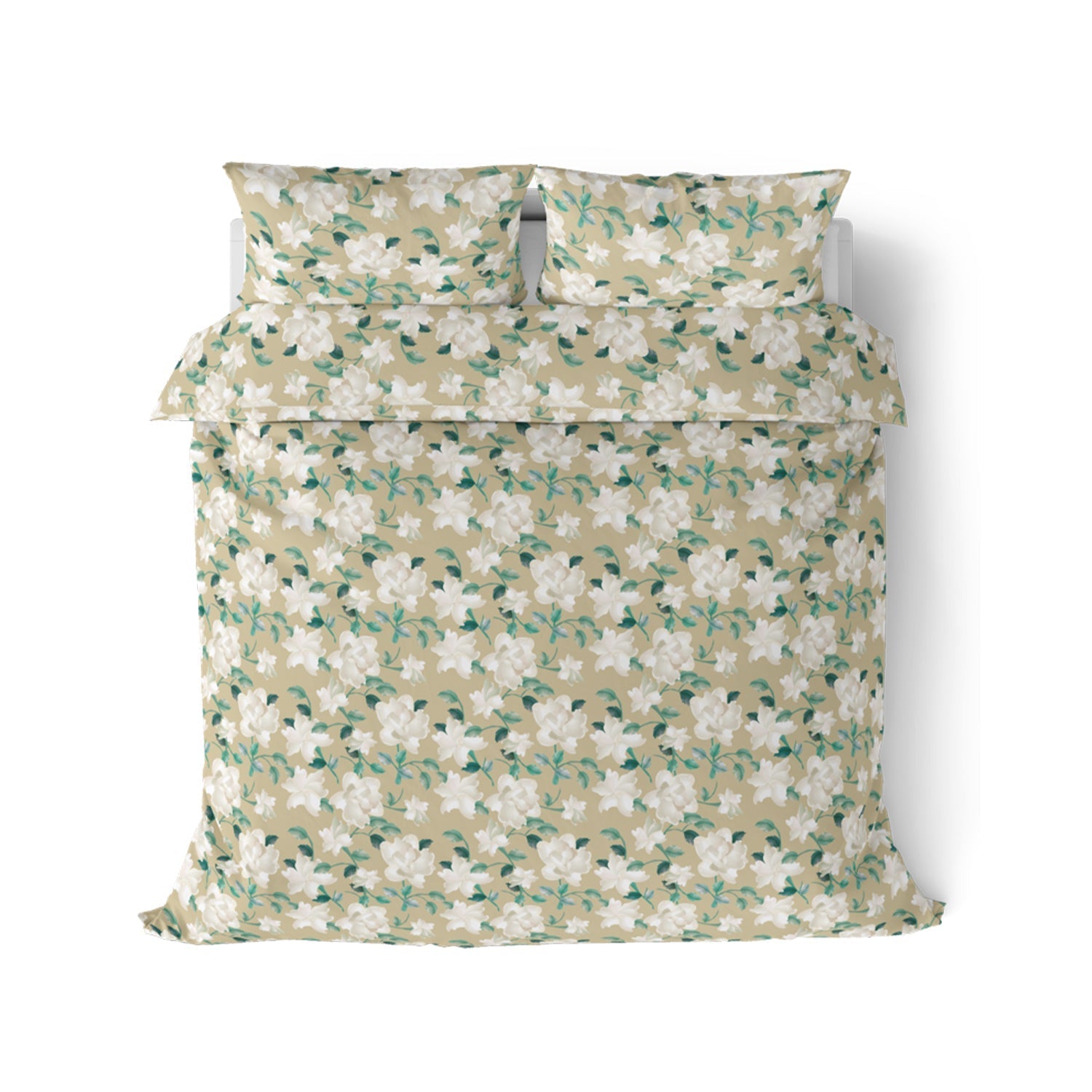 Himeya 100% Cotton Floral Haven 300 TC King Size Sheet Set - Sand