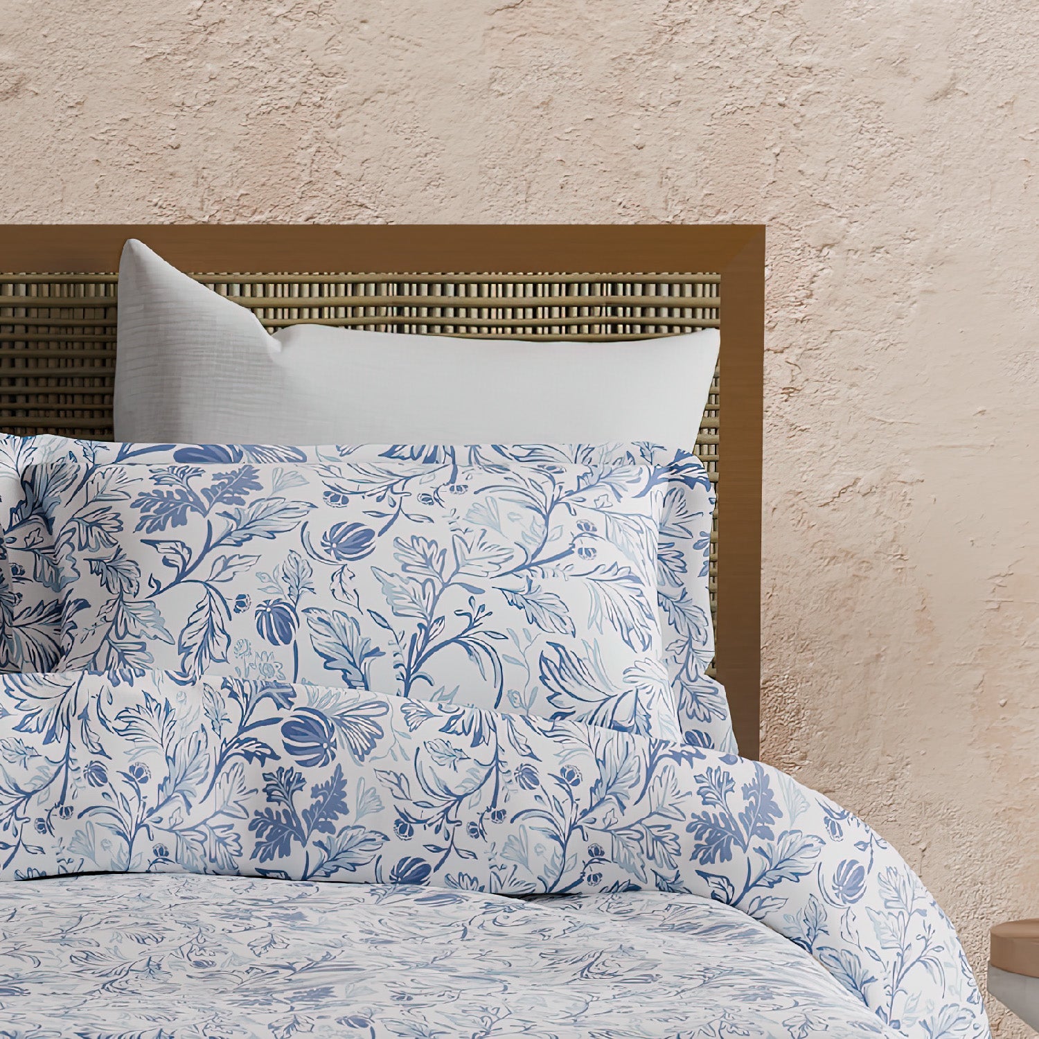 The Elite Collection | Printed King Bedsheet Set | 180 TC Cotton  | Chalk Blue
