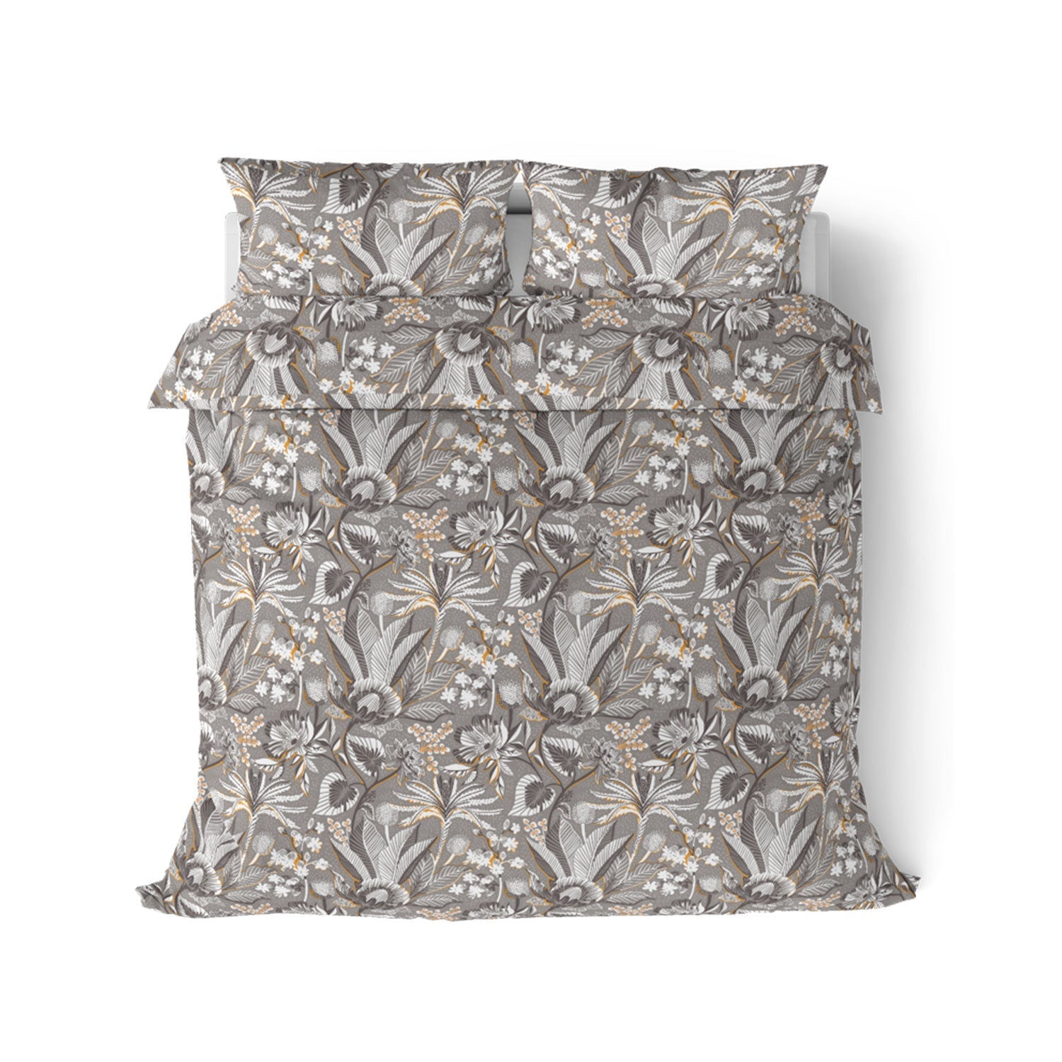 Elite Collection, Botanical Wonder | Printed King Bedsheet Set | 180 TC Cotton -Silver Grey  by Himeya