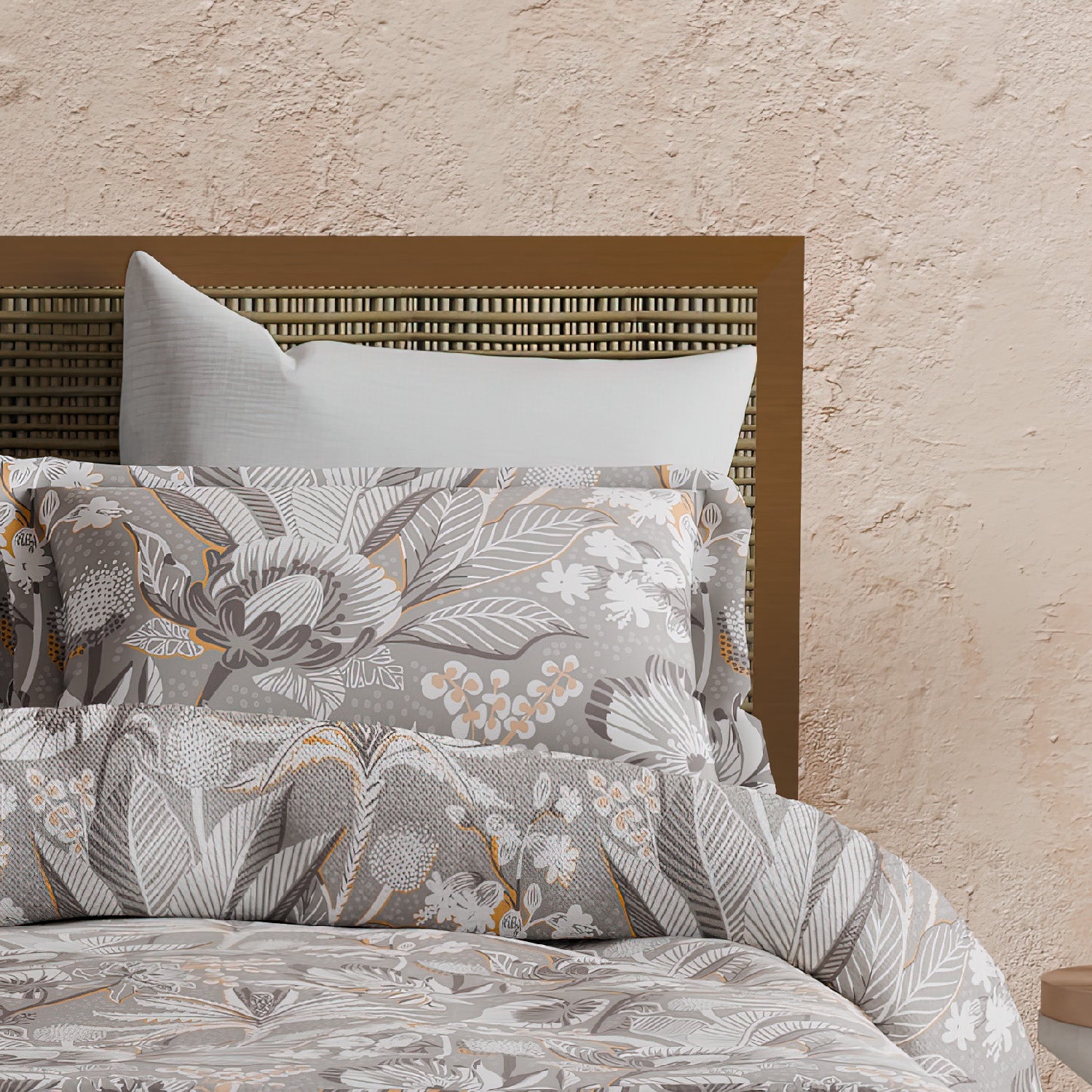 Elite Collection, Botanical Wonder | Printed King Bedsheet Set | 180 TC Cotton -Silver Grey  by Himeya