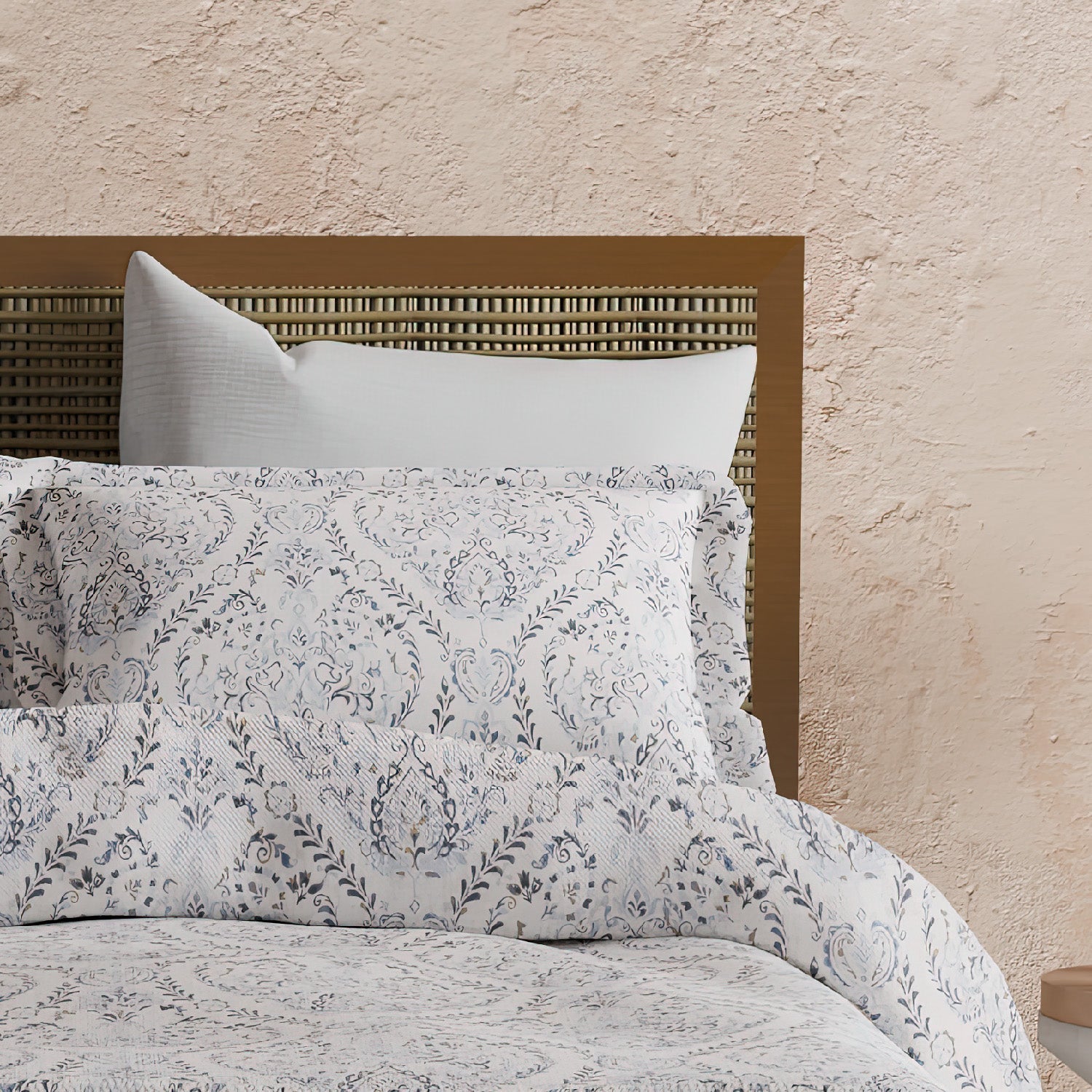 The Elite Collection | Printed King Bedsheet Set | 180 TC Cotton | Calm Blue