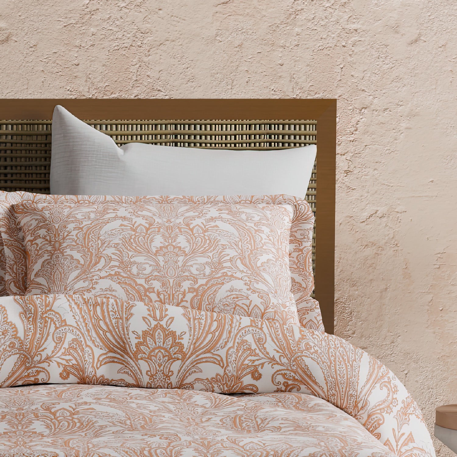 The Elite Collection | Printed King Bedsheet Set | 180 TC Cotton | Spanish Peach