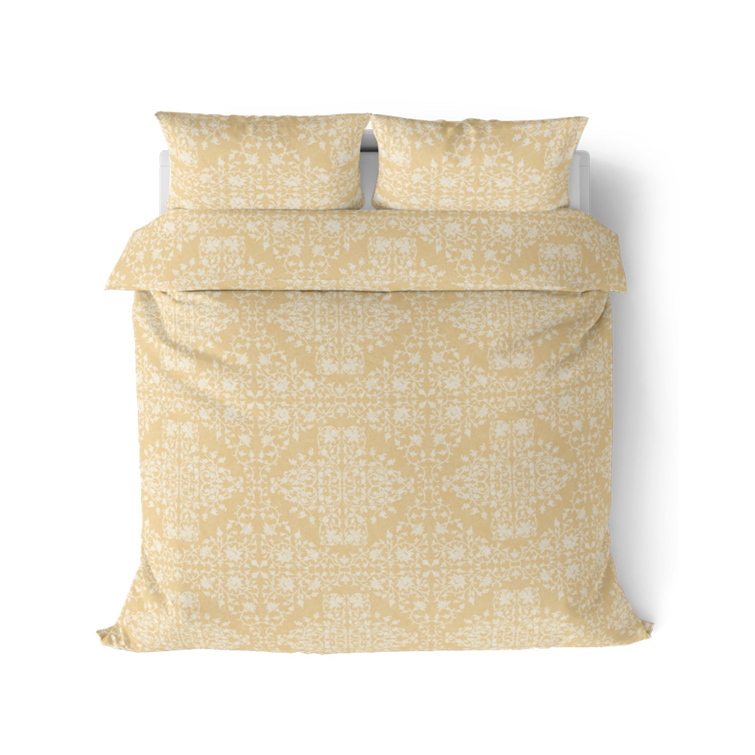 The Elite Collection | Printed King Bedsheet Set | 180 TC Cotton | Ecru