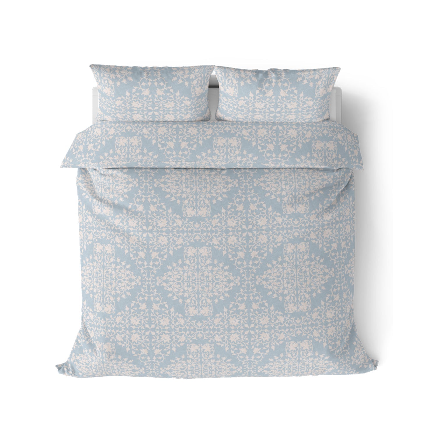 The Elite Collection | Printed King Bedsheet Set | 180 TC Cotton | Serene Blue