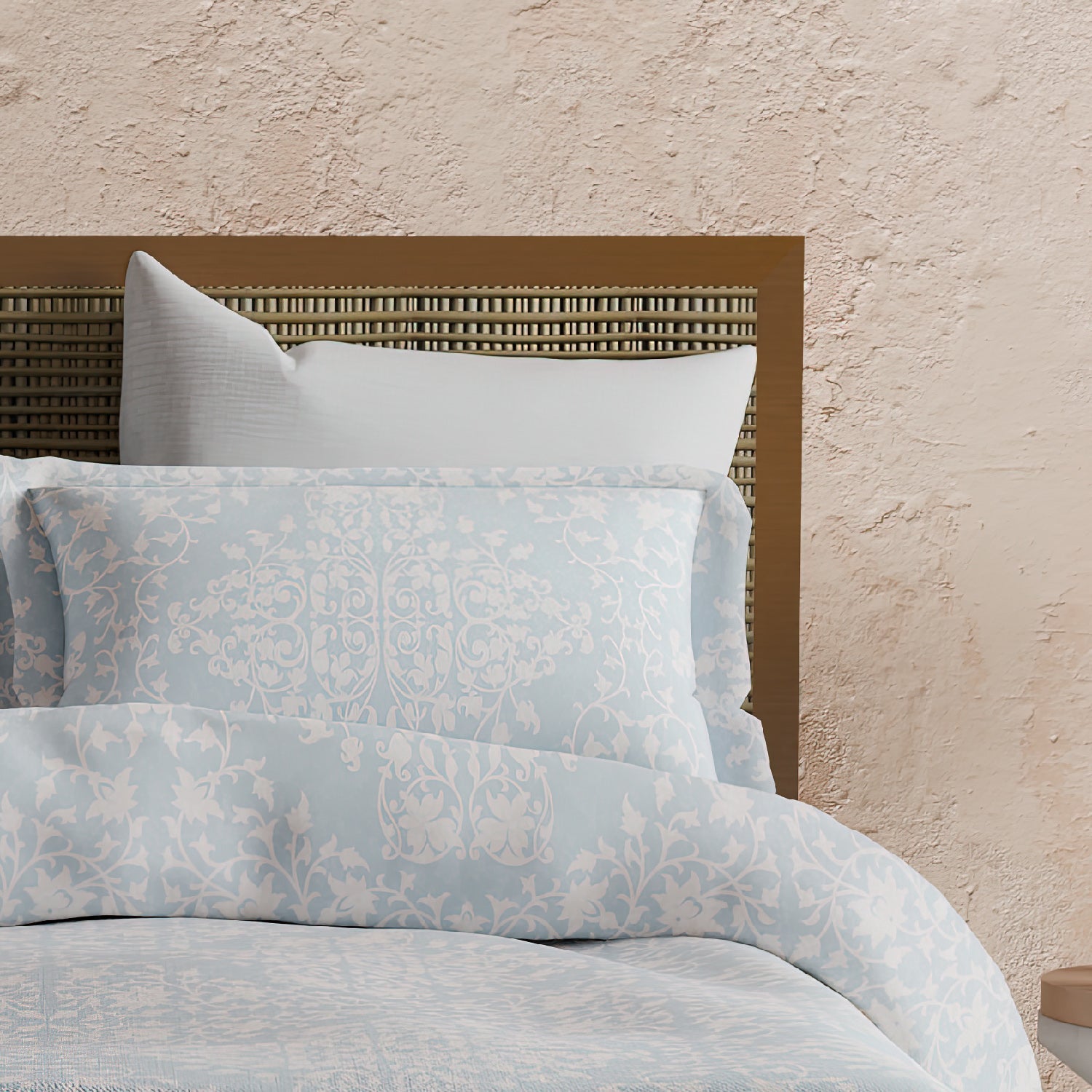 The Elite Collection | Printed King Bedsheet Set | 180 TC Cotton | Serene Blue