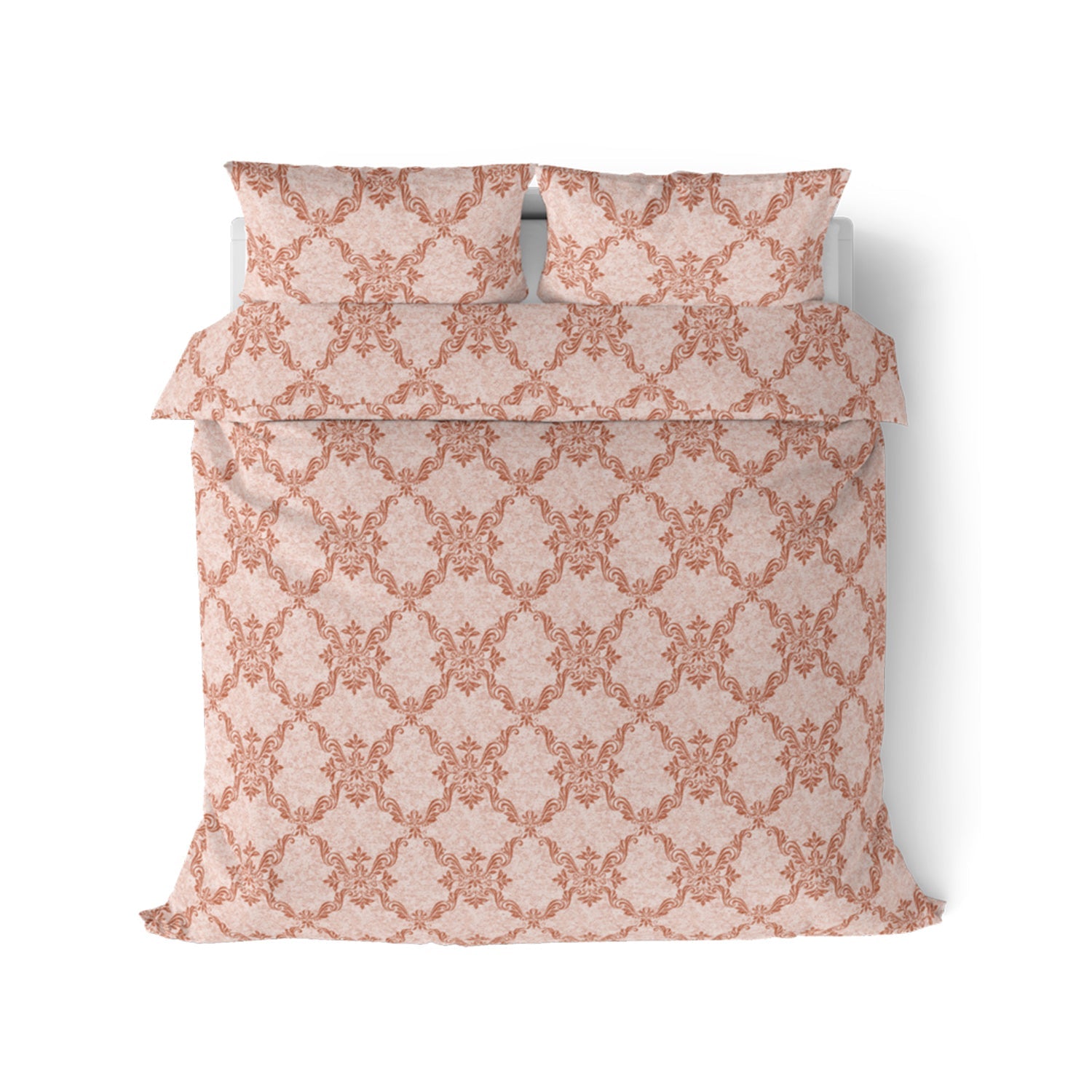 The Elite Collection | Printed King Bedsheet Set | 180 TC Cotton | Brick Red