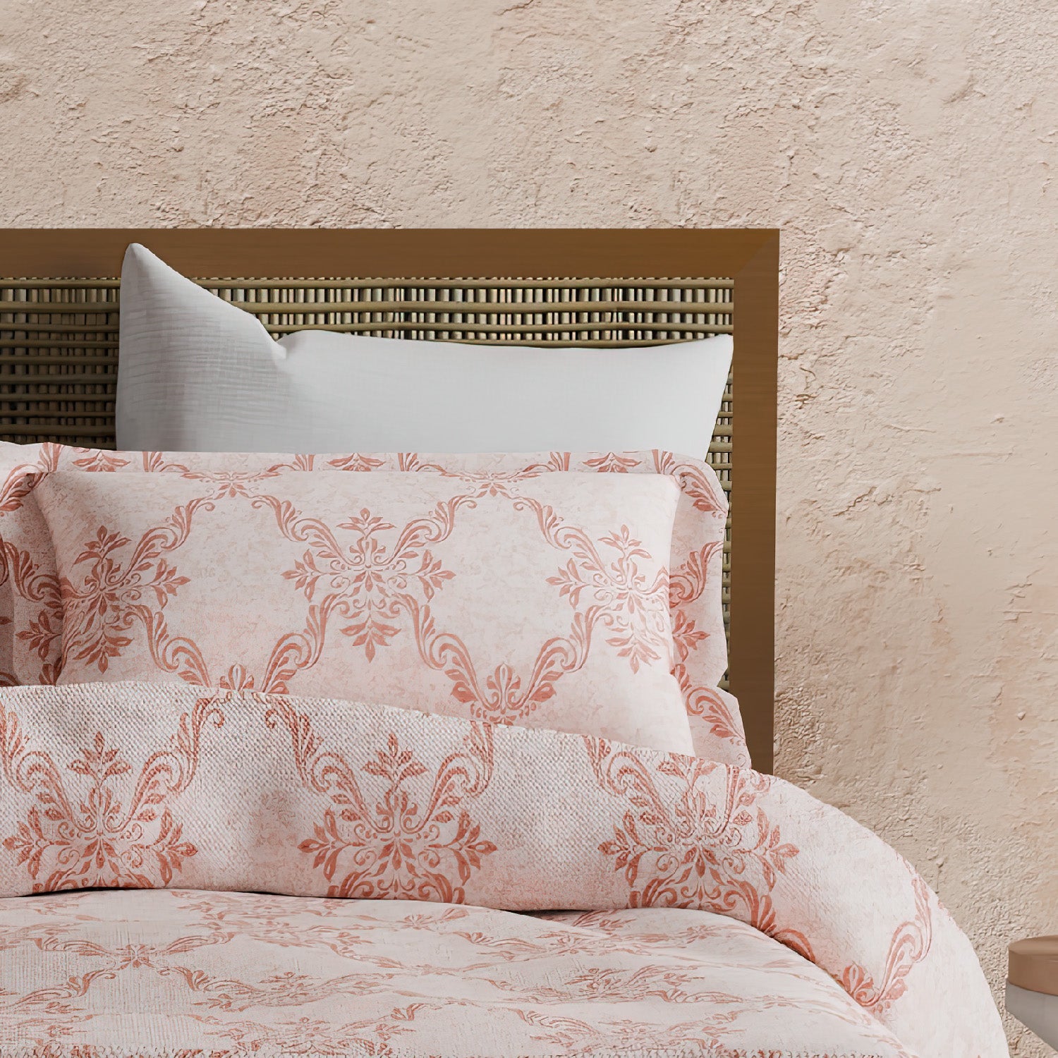 The Elite Collection | Printed King Bedsheet Set | 180 TC Cotton | Brick Red