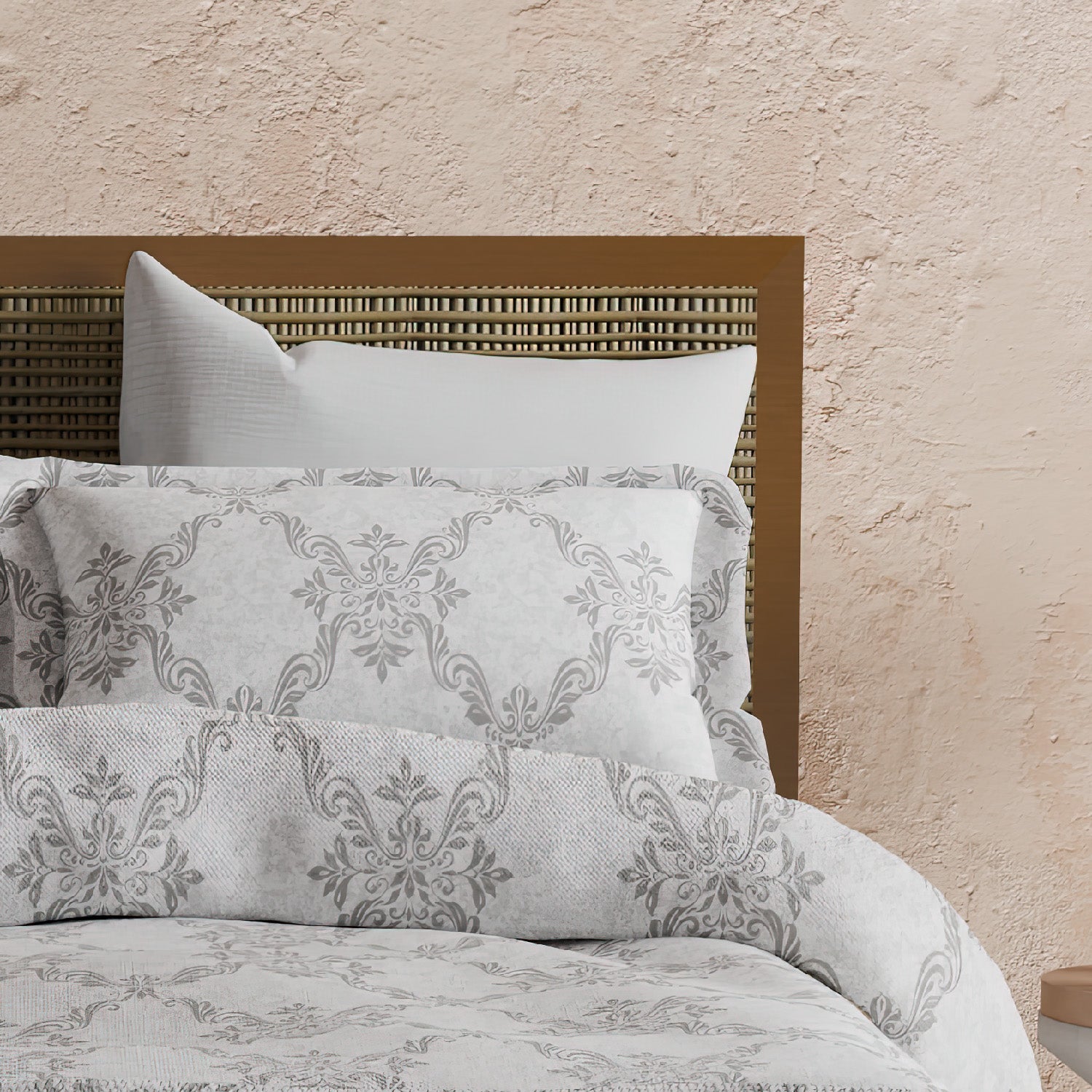 The Elite Collection | Printed King Bedsheet Set | 180 TC Cotton | Silver Grey