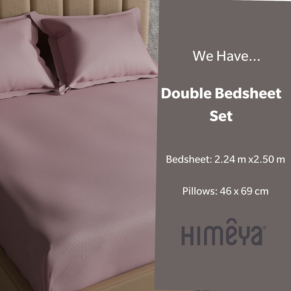 Himeya 100% Cotton 152 TC Bedsheet with 2 Pillow Covers - Hot Pink