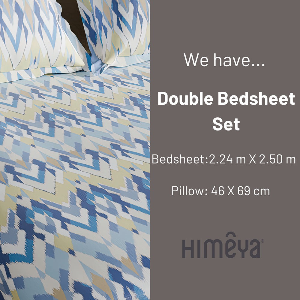 Himeya 100% Cotton 180 TC Bedsheet with 2 Pillow Covers - Anmol Winter Blue