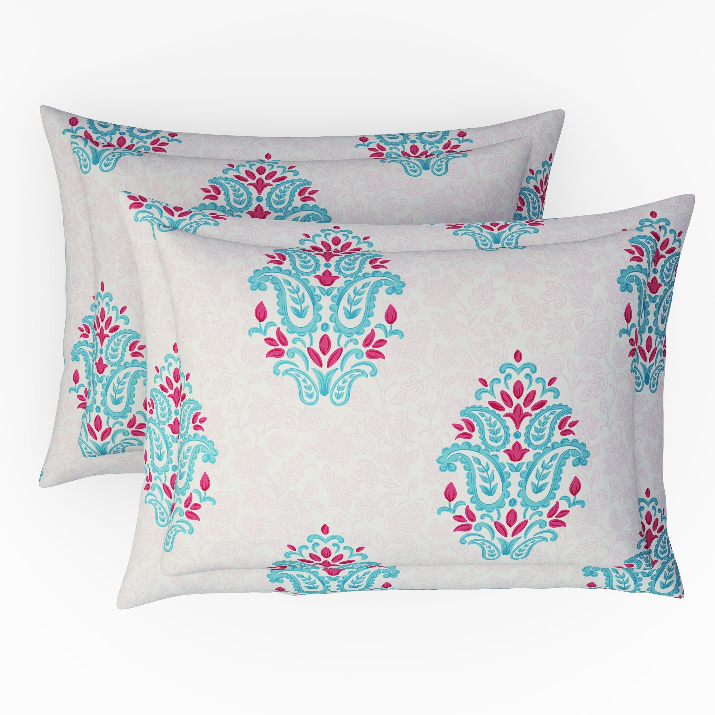 The Comfort Collection | Printed King Bedsheet Set | 144 TC Cotton | Ruby Pink
