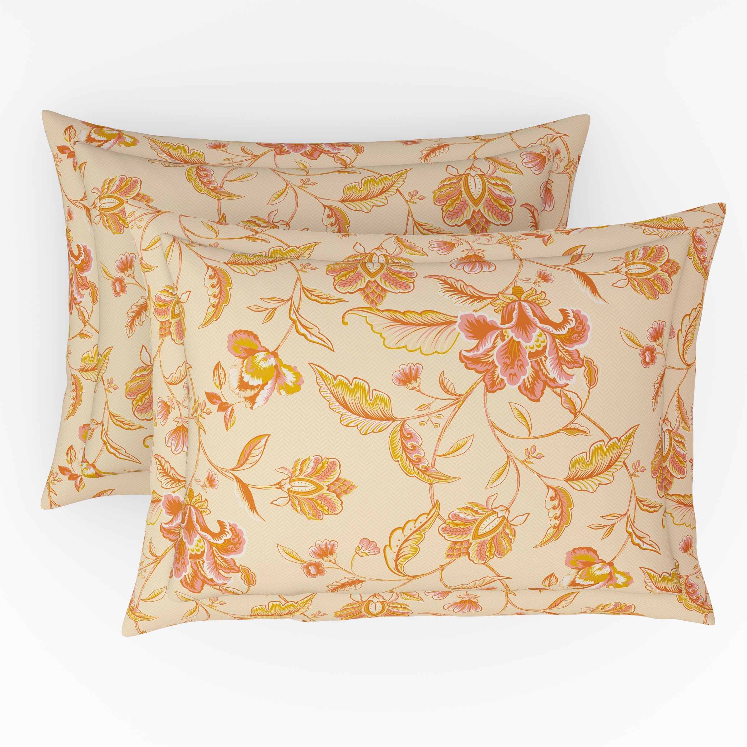 The Comfort Collection | Printed King Bedsheet Set | 144 TC Cotton | Sand Peach