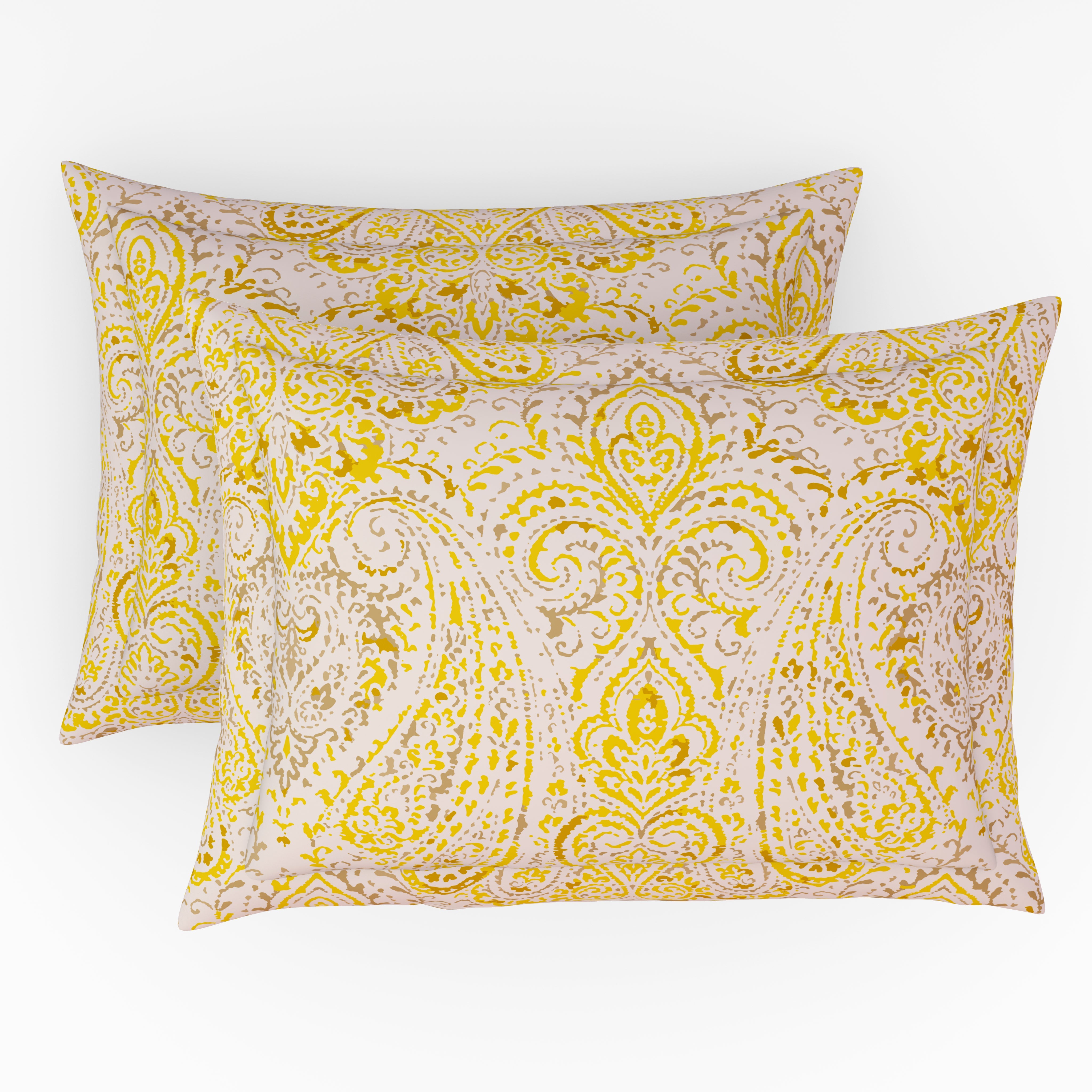 The Elite Collection | Printed King Bedsheet Set | 180 TC Cotton | Golden Yellow