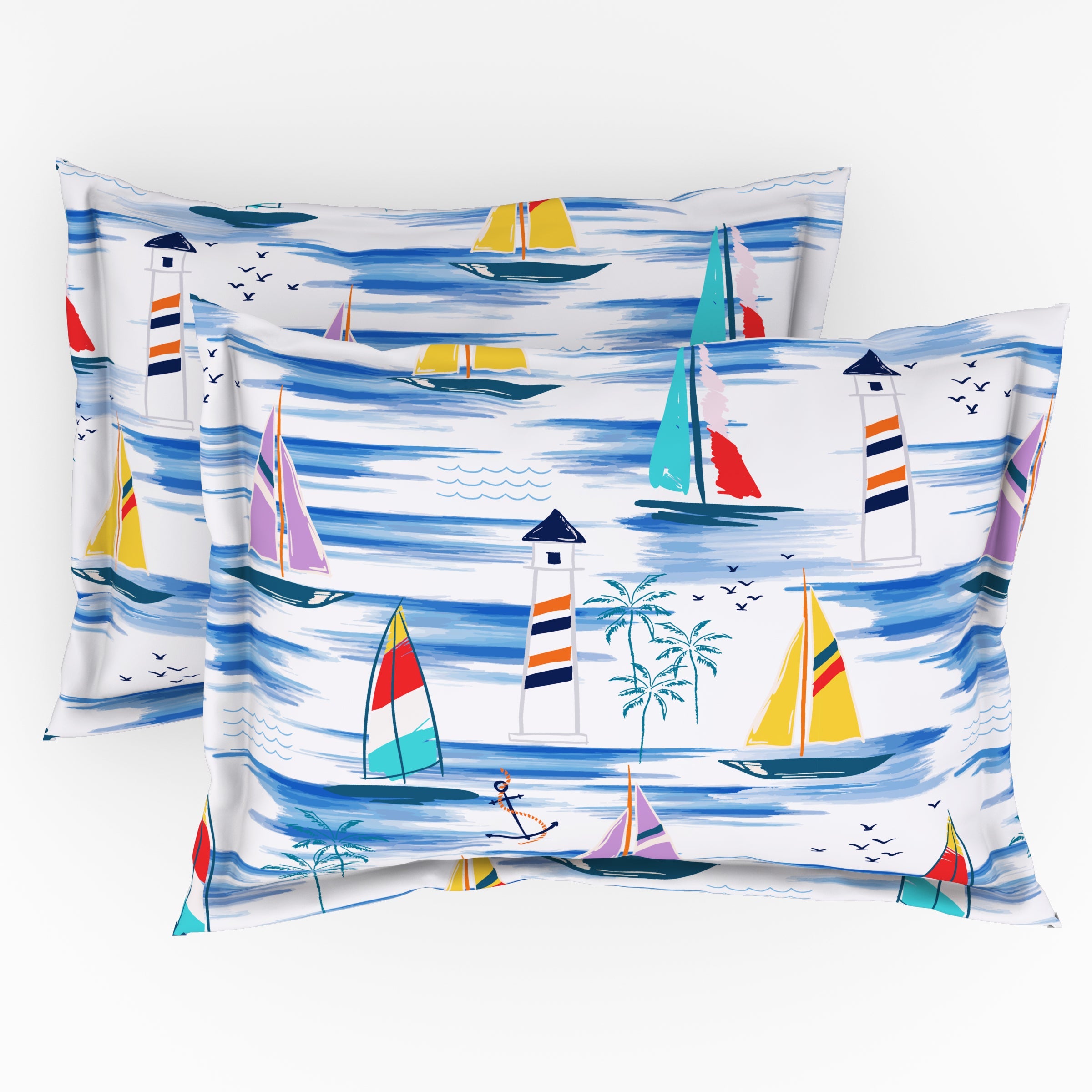 The Play Collection | Printed Double Bedsheet Set | 180 TC Cotton | Sail Away