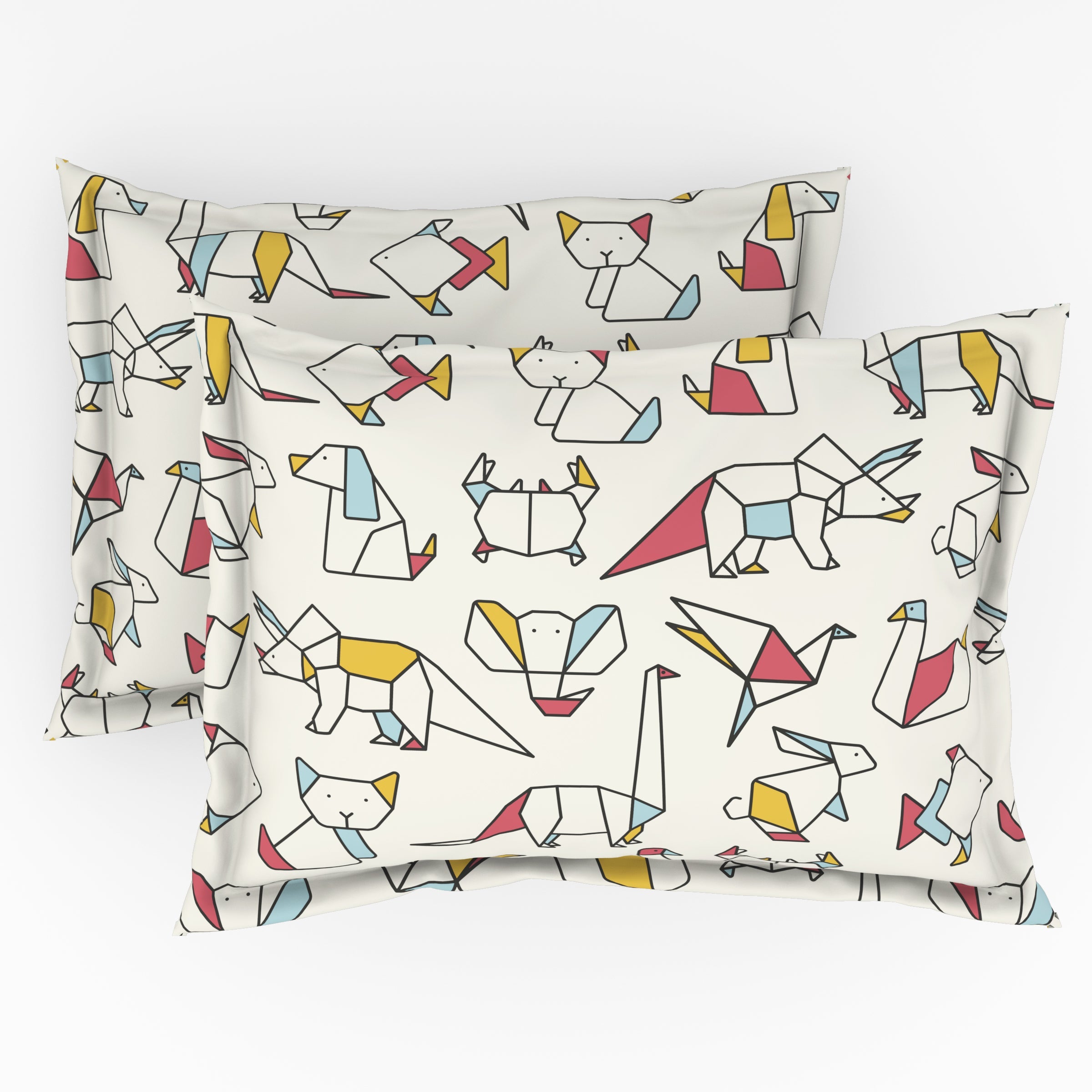 The Play Collection | Printed Double Bedsheet Set | 180 TC Cotton | Tangram