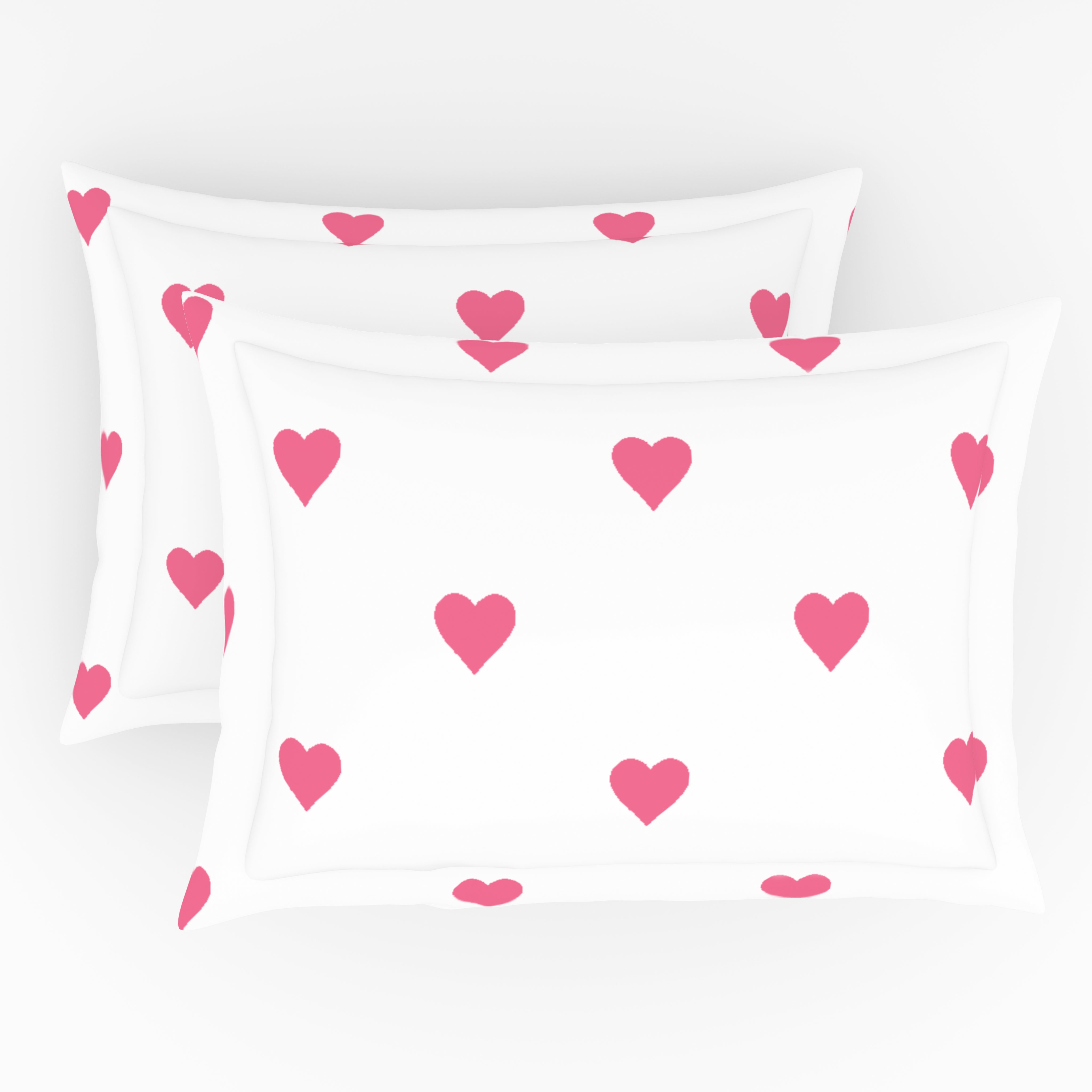 Himeya Elegant | Single Bedsheet Set | 190 TC Cotton -  Pin Hearts-Pizzazz Pink