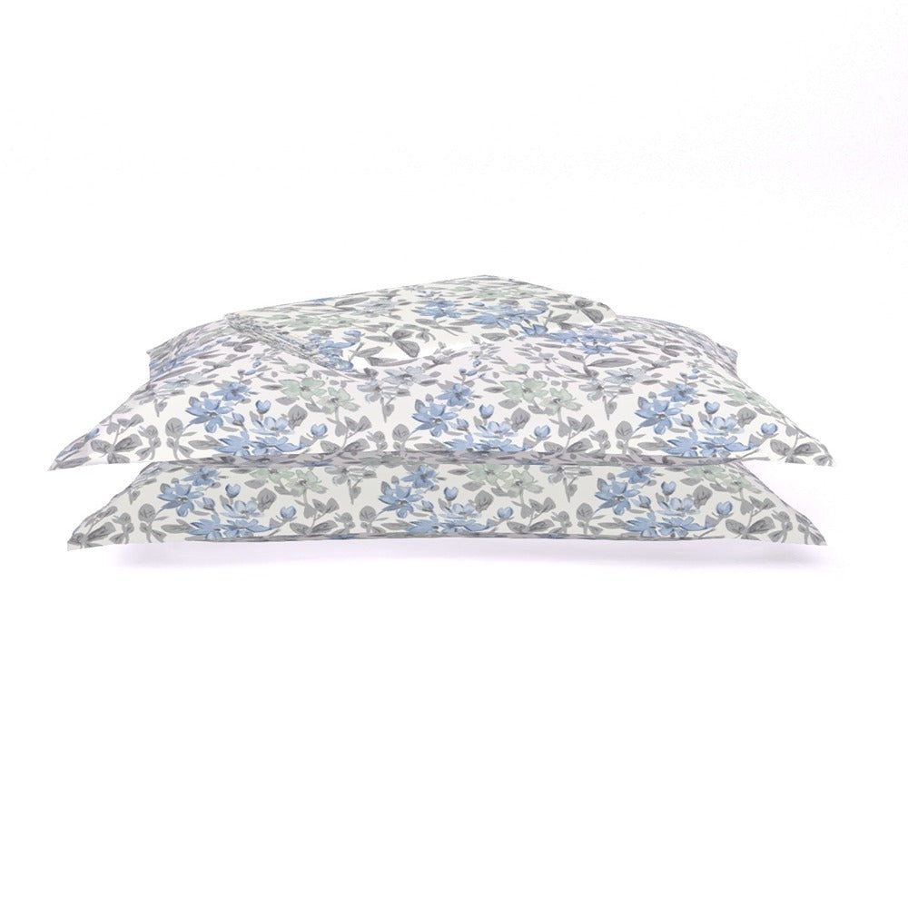 Himeya 144 TC 100% Cotton Percale Rotary Floriana - Double Bedsheet Set (Blue Grey)