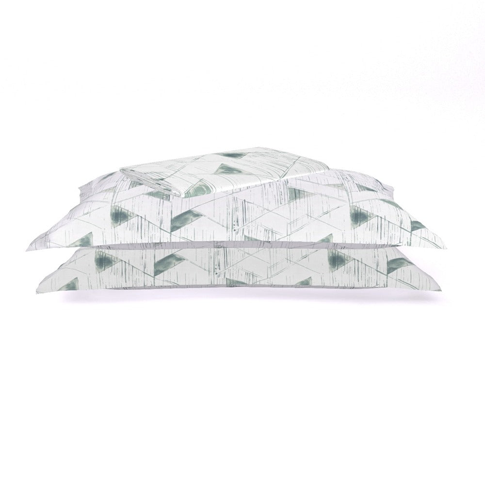 Himeya 180 TC 100% Cotton Percale Rotary Triangle Crossing - King Bedsheet Set (Faded Mint)