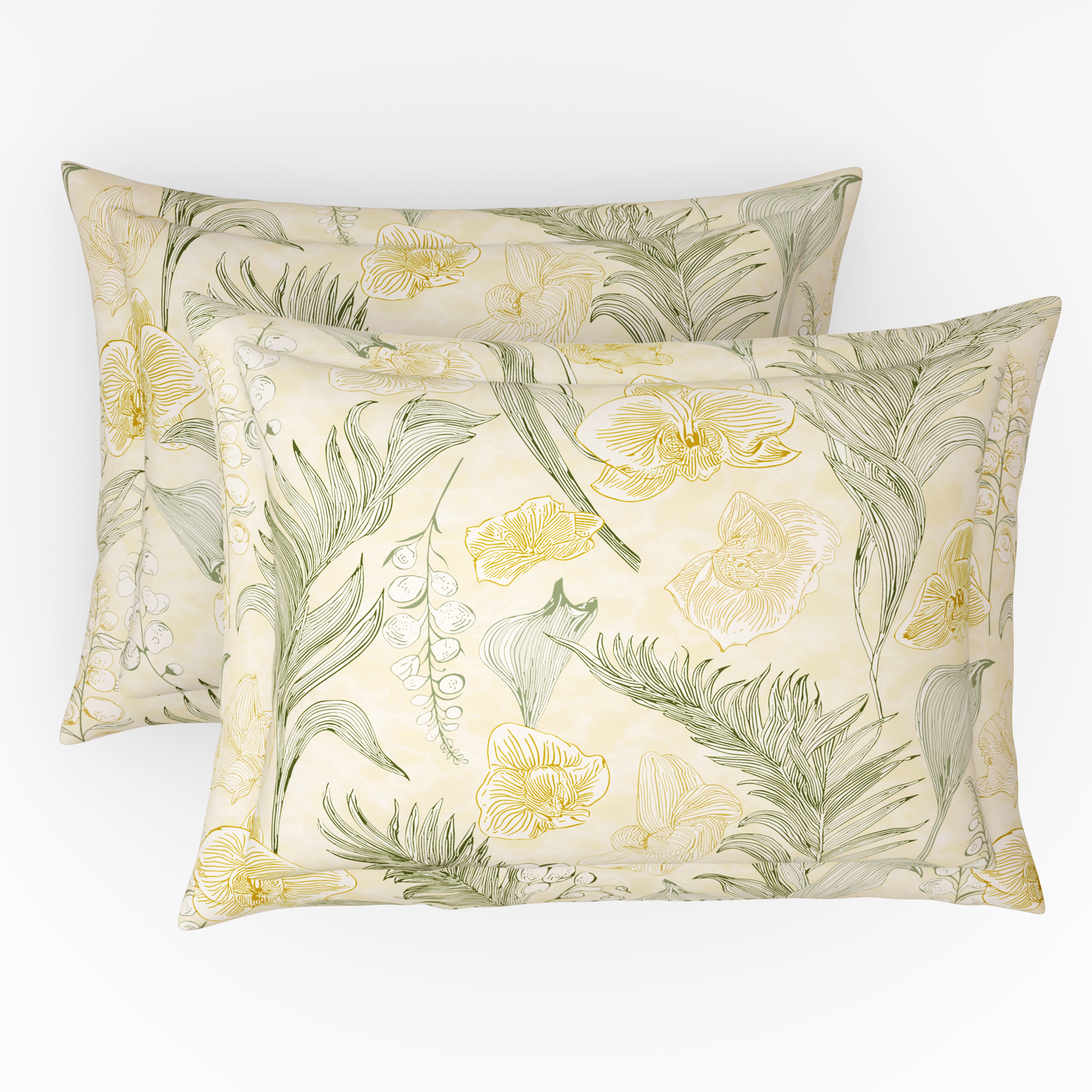 Comfort Collection, Tropical Garden | Printed King Bedsheet Set | 120 TC Cotton - Lime Yellow by Himeya
