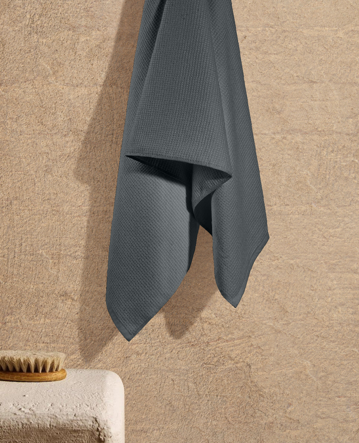 Comfort Collection, Waffle Grid | Bath Towel | 360 GSM 100% Cotton - Pebble Grey by Himeya