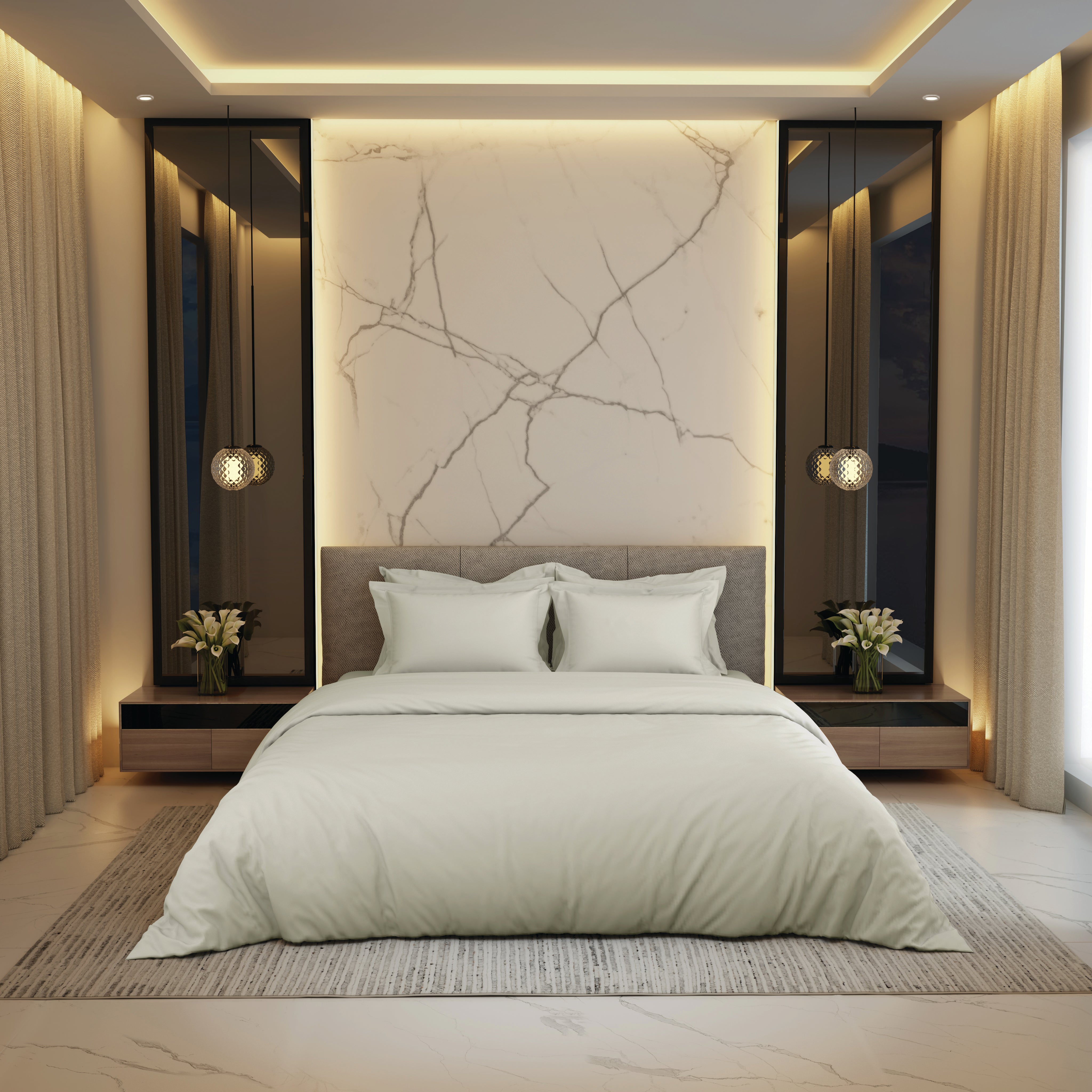 Gold Collection, Impression | Printed King Bedsheet Set | 300 TC Cotton - Peeled Almond by Himeya