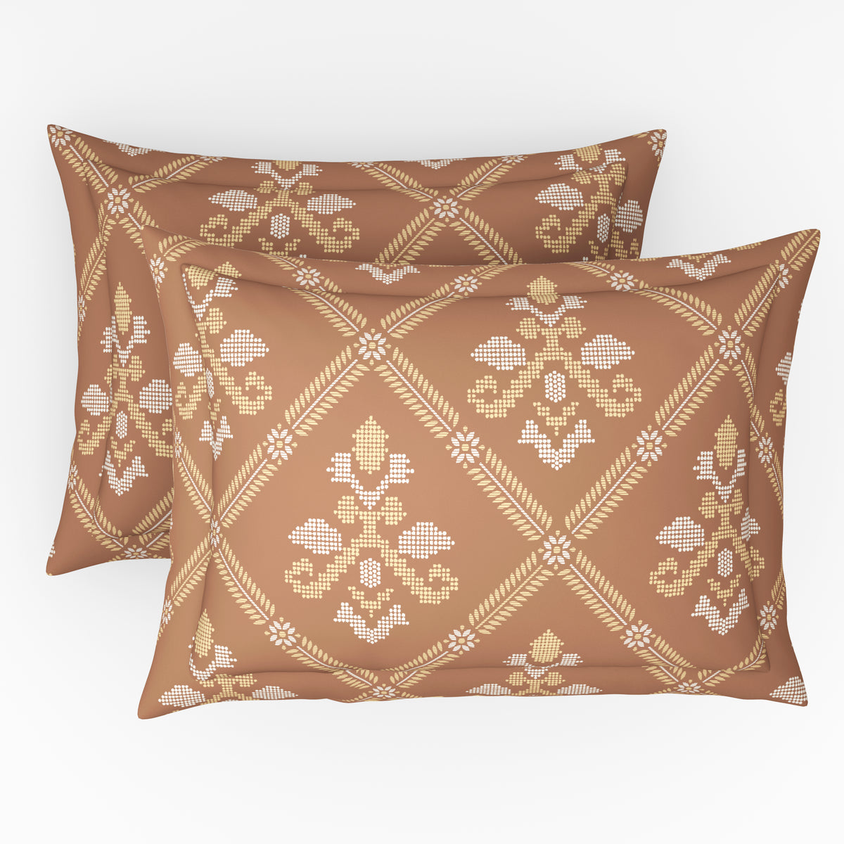 The Comfort Collection | Printed King Bedsheet Set | 144 TC Cotton | Terracotta Red