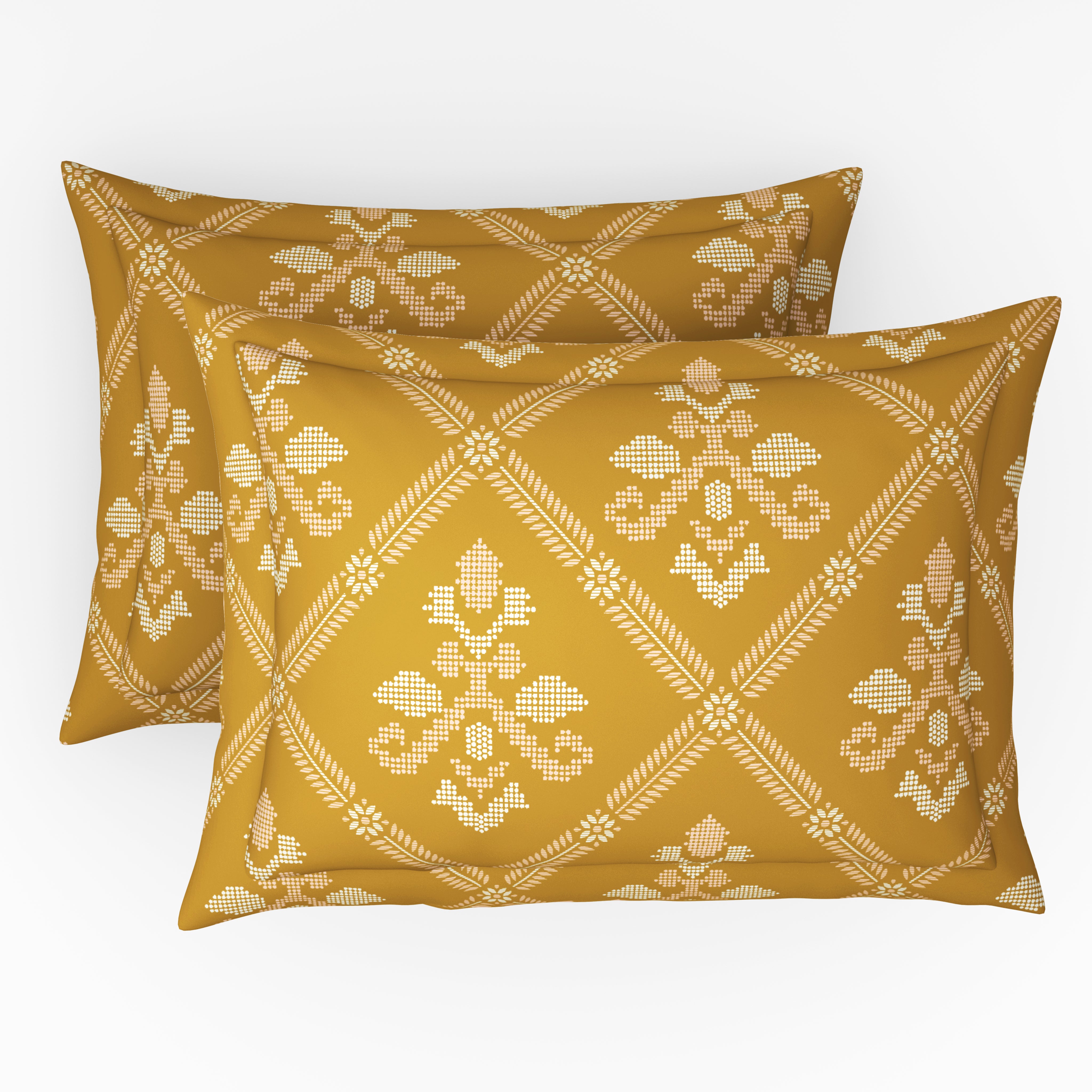 Comfort Collection, Classic | Printed King Bedsheet Set | 144 TC Cotton - Turmeric Yellow by Himeya