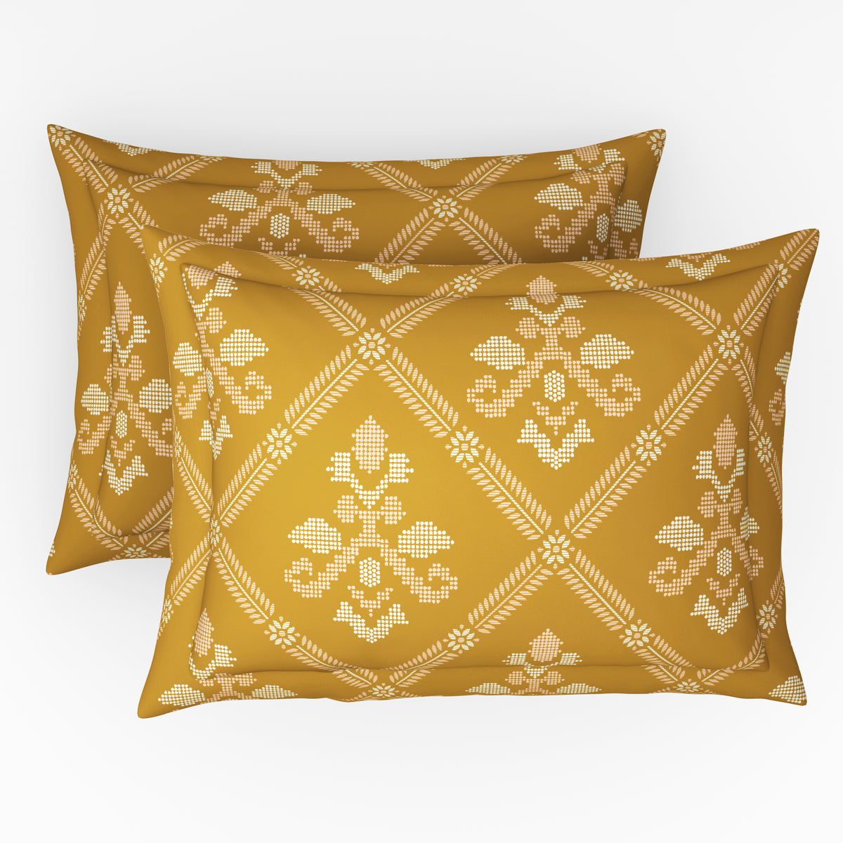 The Comfort Collection | Printed King Bedsheet Set | 144 TC Cotton | Turmeric Yellow