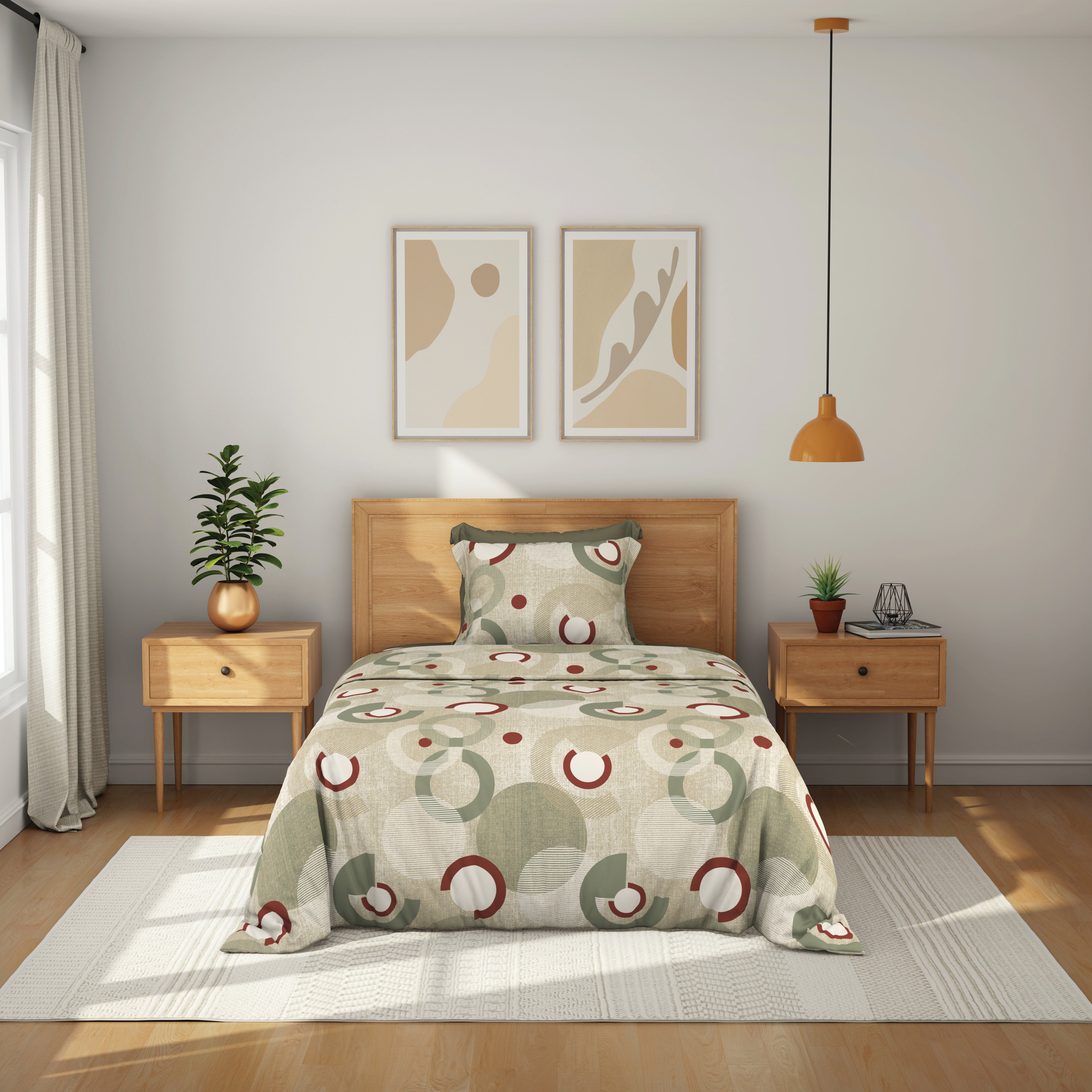 Comfort Collection, Bold & Beyond | Single Bedsheet Set | 120 TC Cotton - Dusty Olive - by Himeya