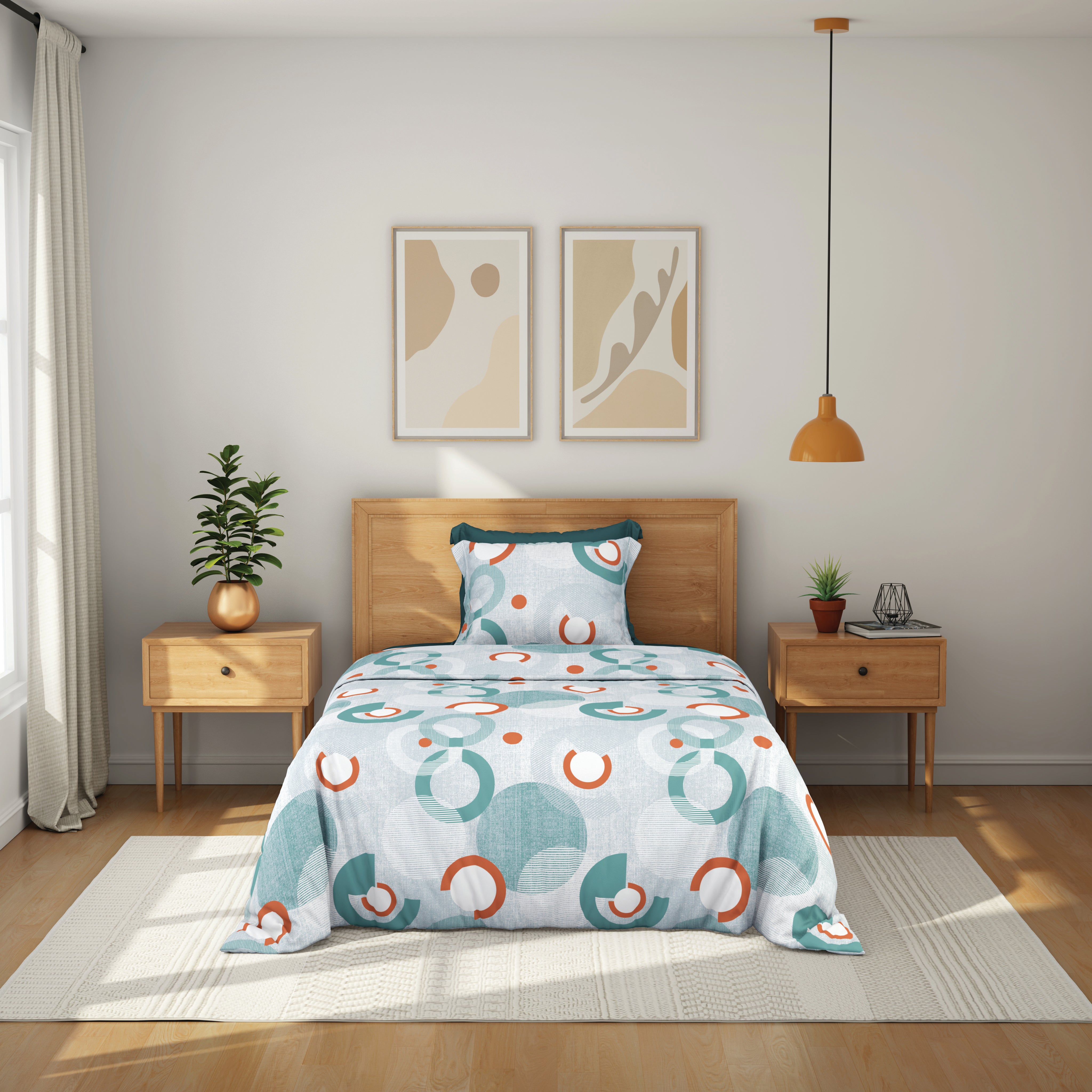 Comfort Collection, Bold & Beyond | Single Bedsheet Set | 120 TC Cotton - Mint Blue - by Himeya