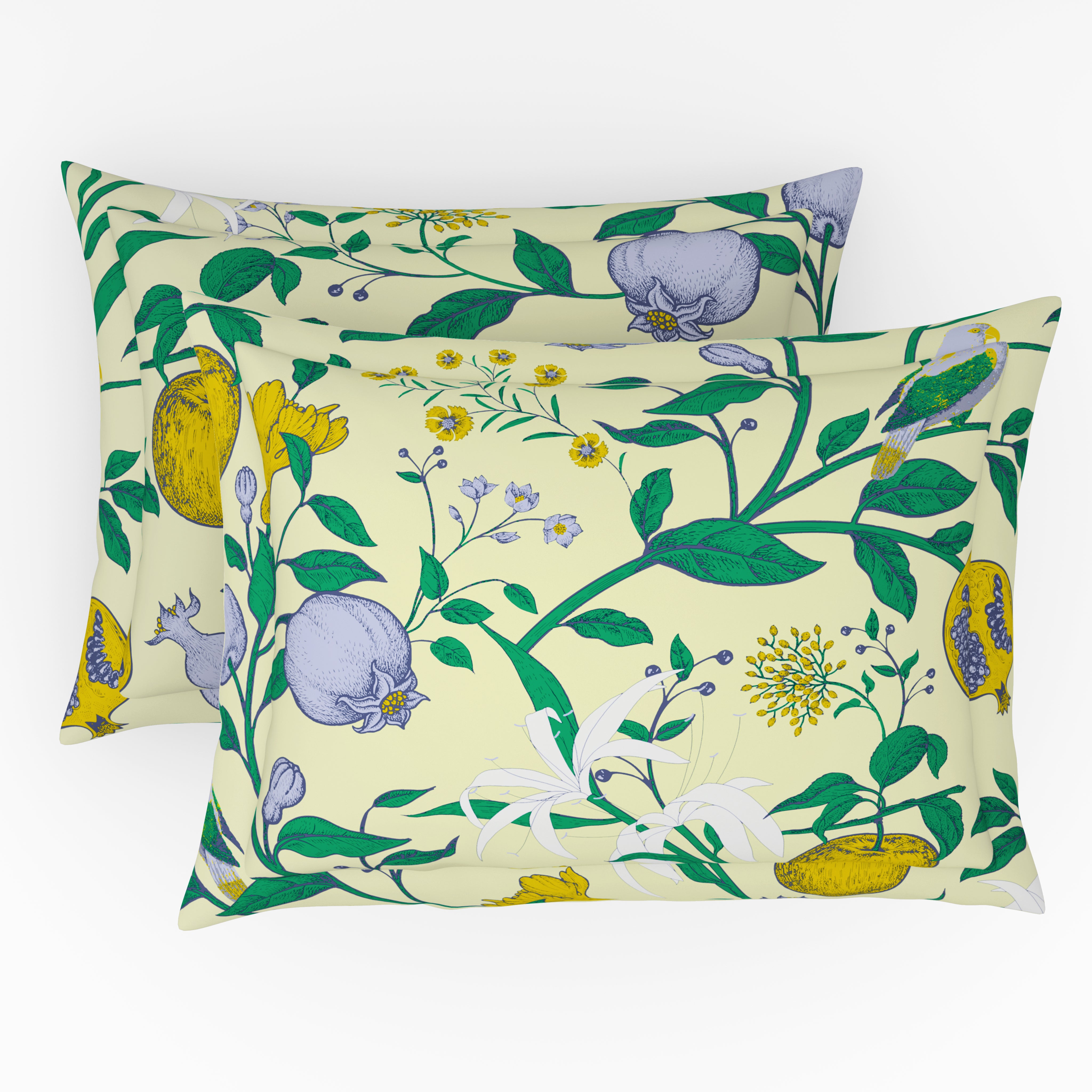 Elite Collection, Botanical Wonder | Printed King Bedsheet Set | 180 TC Cotton -Lemon Teal  by Himeya