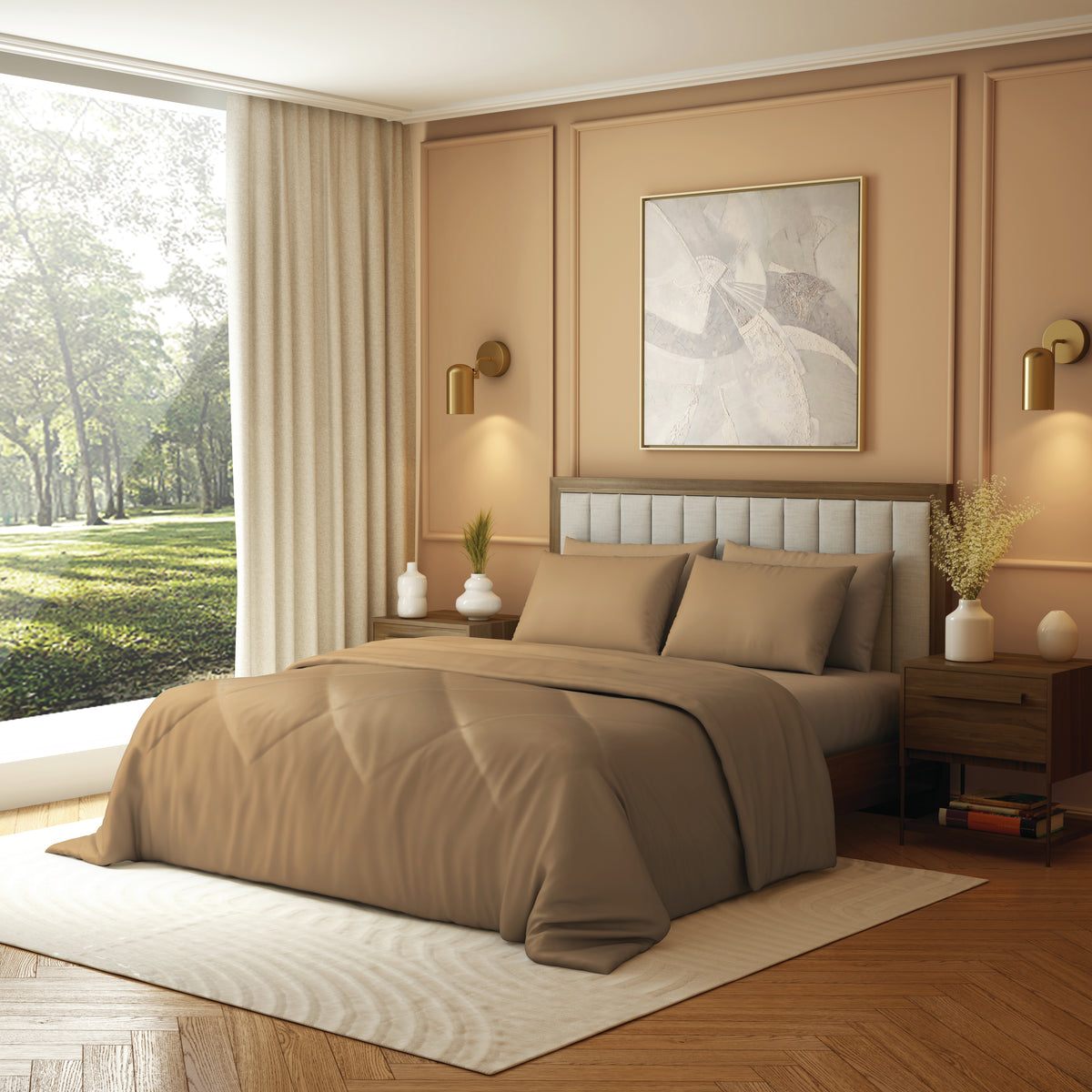 Elite Collection, Elements | Double Comforter | 190 TC Cotton - Sepia Beige - by Himeya