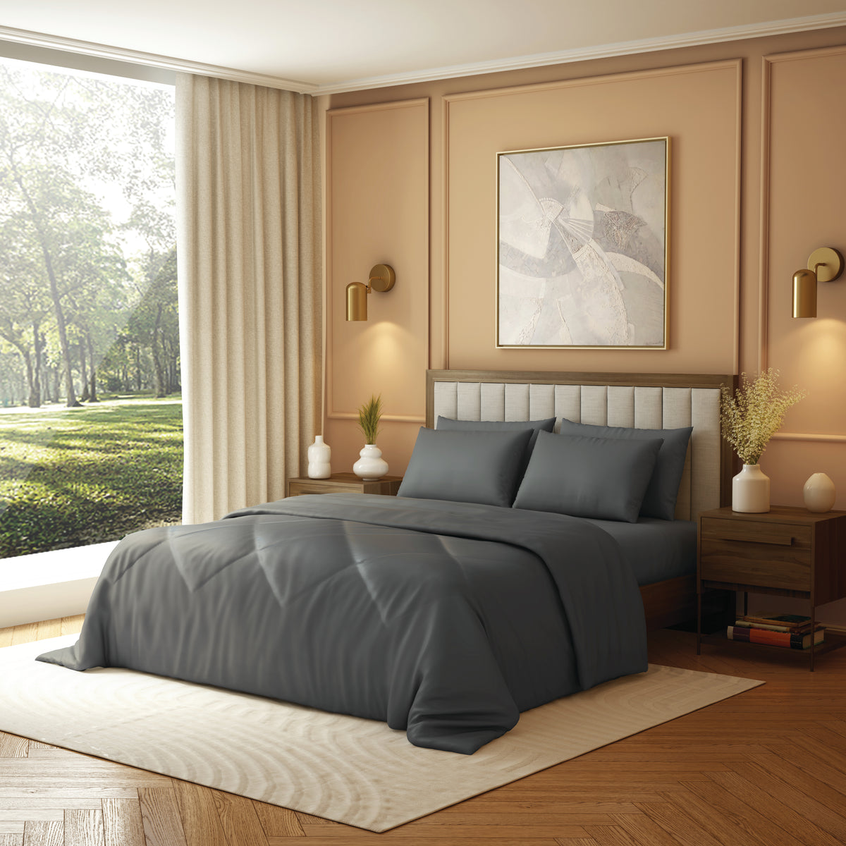 Elite Collection, Elements | Double Comforter | 190 TC Cotton - Stone Gray - by Himeya