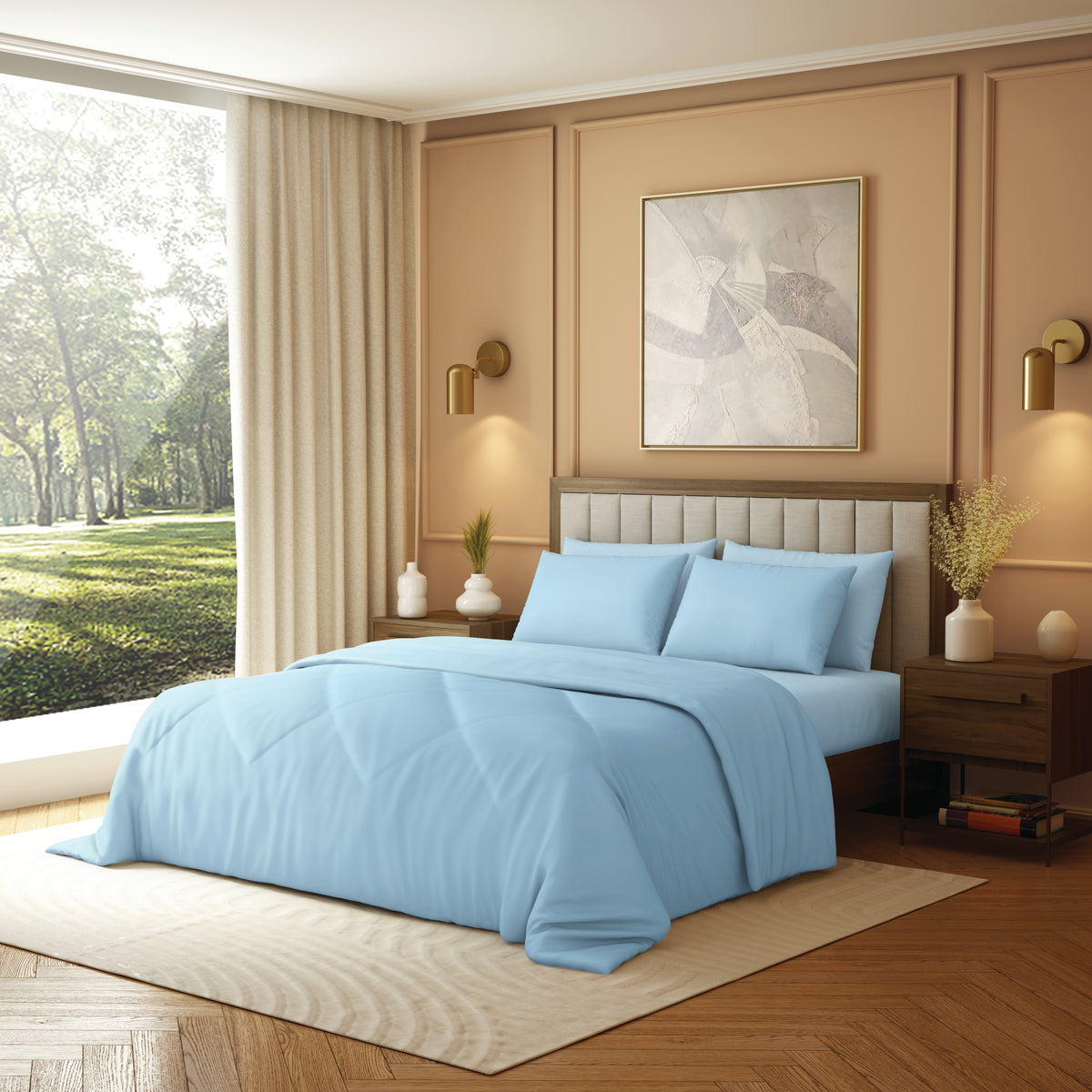 Elite Collection, Elements | Double Comforter | 190 TC Cotton - Swan Blue - by Himeya